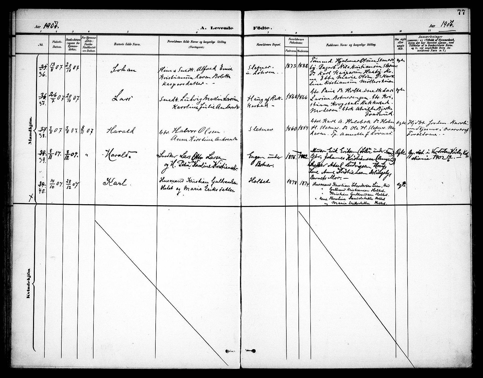 Høland prestekontor Kirkebøker, AV/SAO-A-10346a/F/Fa/L0015: Parish register (official) no. I 15, 1897-1912, p. 77