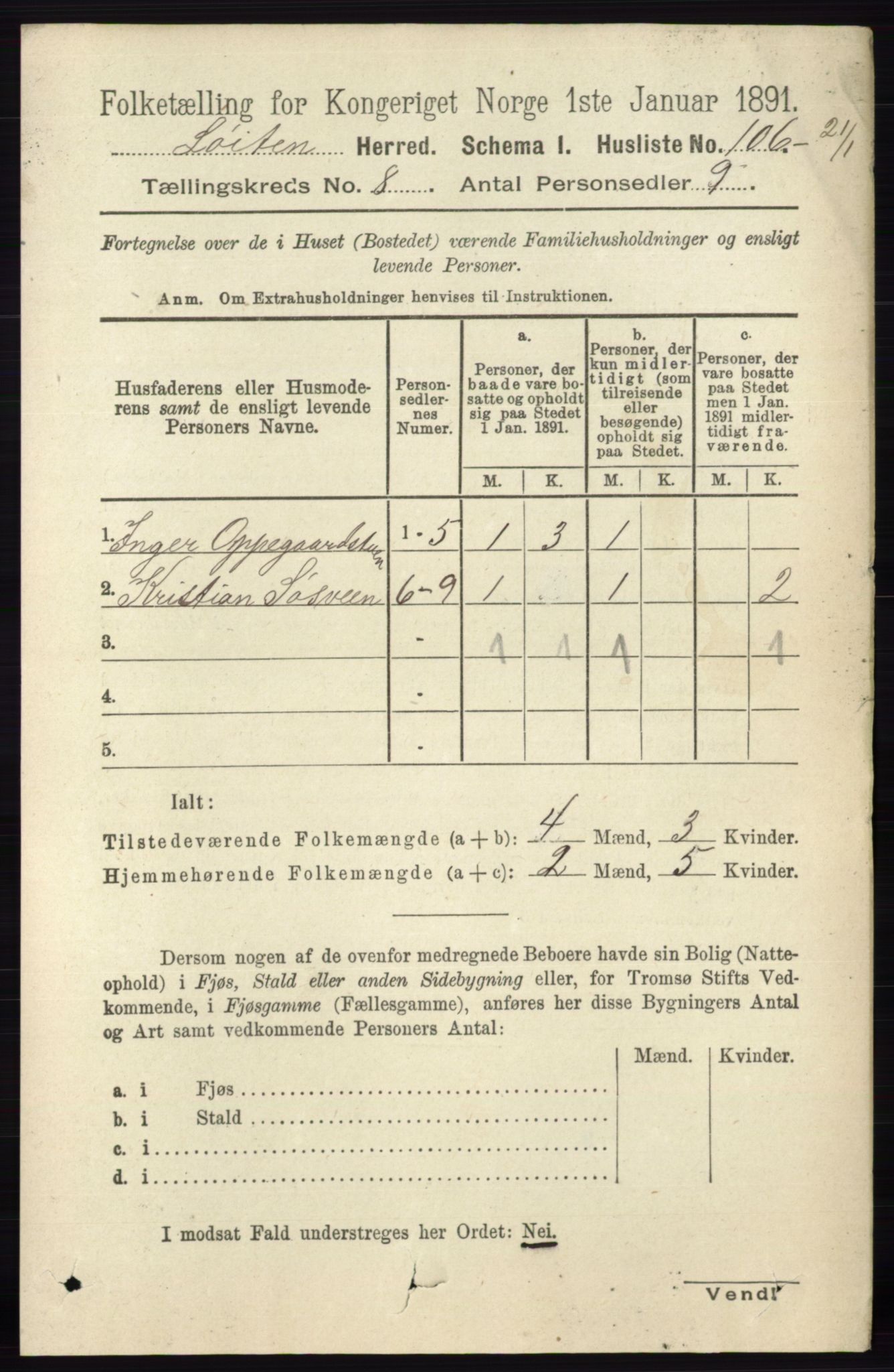 RA, 1891 census for 0415 Løten, 1891, p. 5298