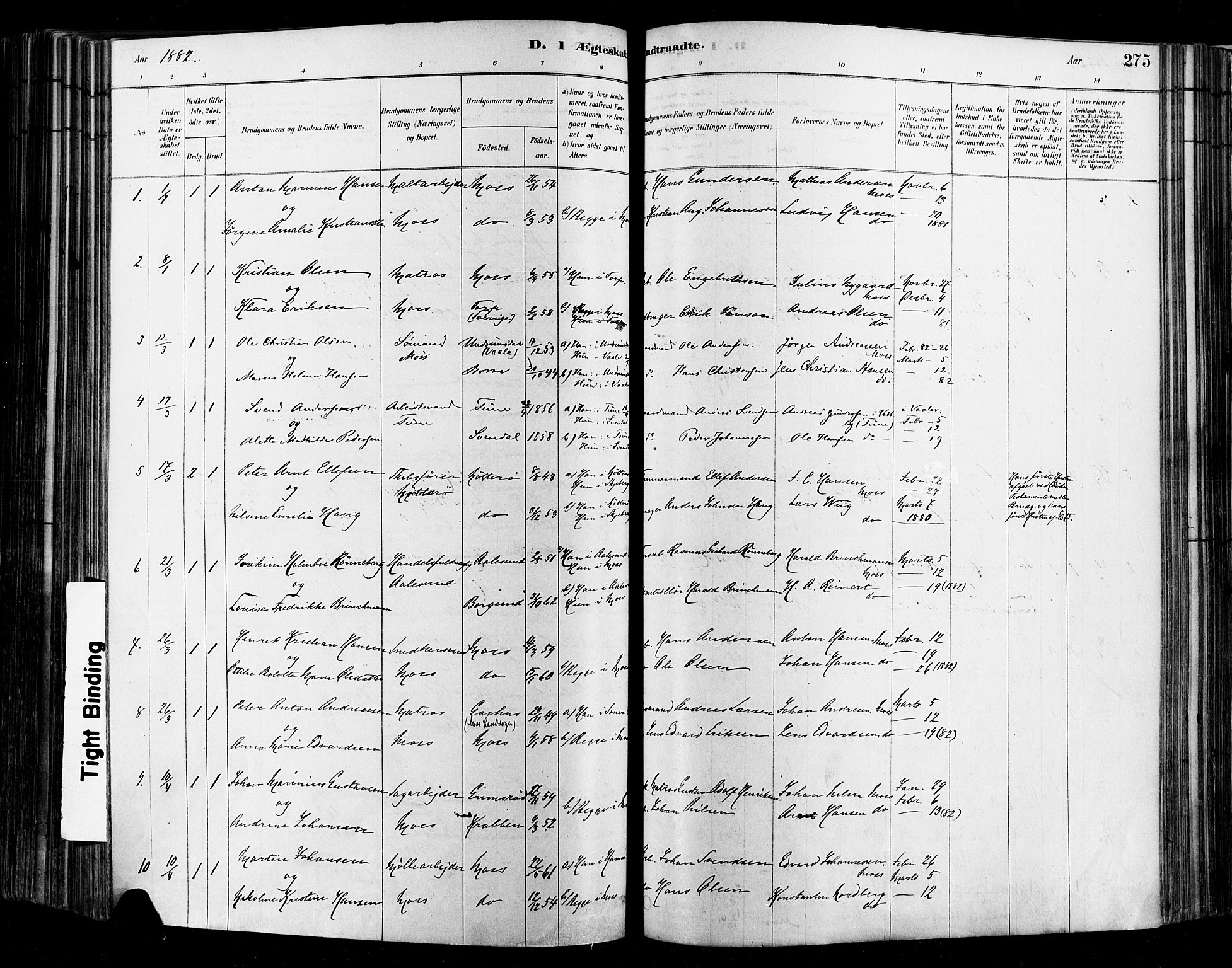 Moss prestekontor Kirkebøker, SAO/A-2003/F/Fb/L0001: Parish register (official) no. II 1, 1878-1886, p. 275