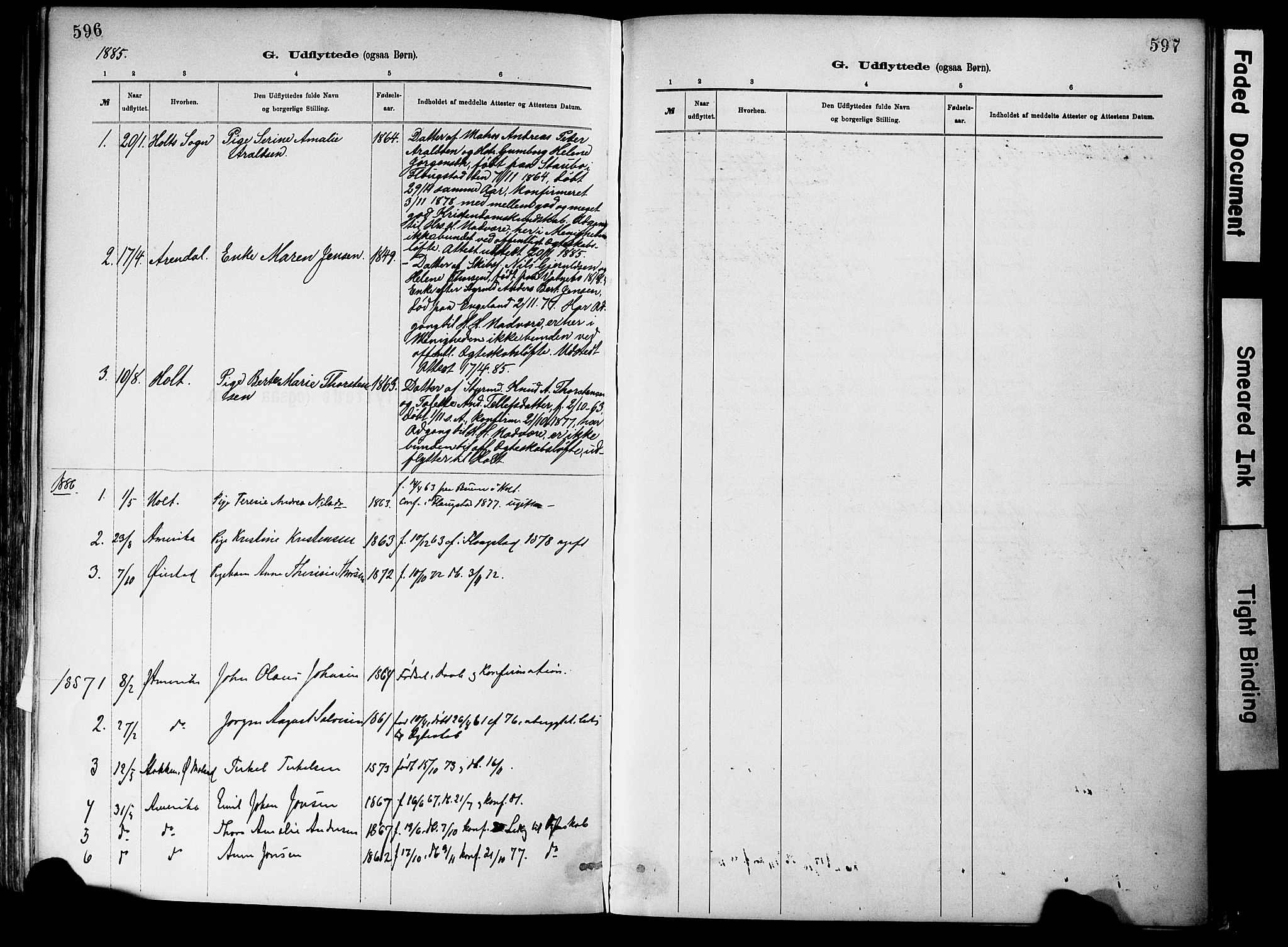 Dypvåg sokneprestkontor, SAK/1111-0007/F/Fa/Fab/L0001: Parish register (official) no. A 1, 1885-1912, p. 596-597