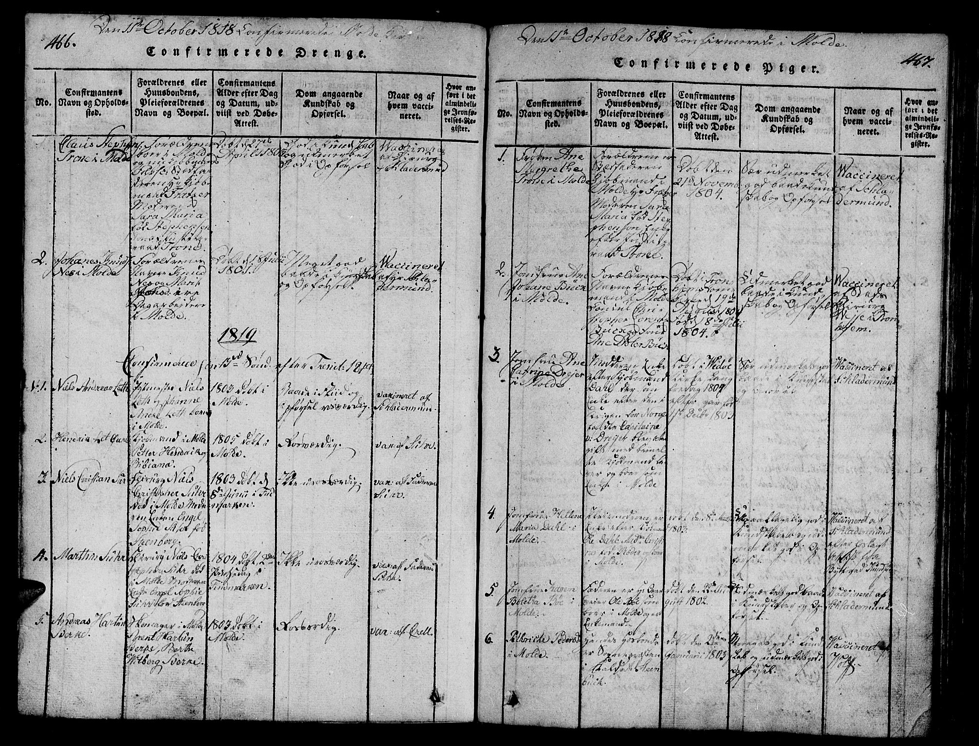 Ministerialprotokoller, klokkerbøker og fødselsregistre - Møre og Romsdal, SAT/A-1454/558/L0700: Parish register (copy) no. 558C01, 1818-1868, p. 466-467