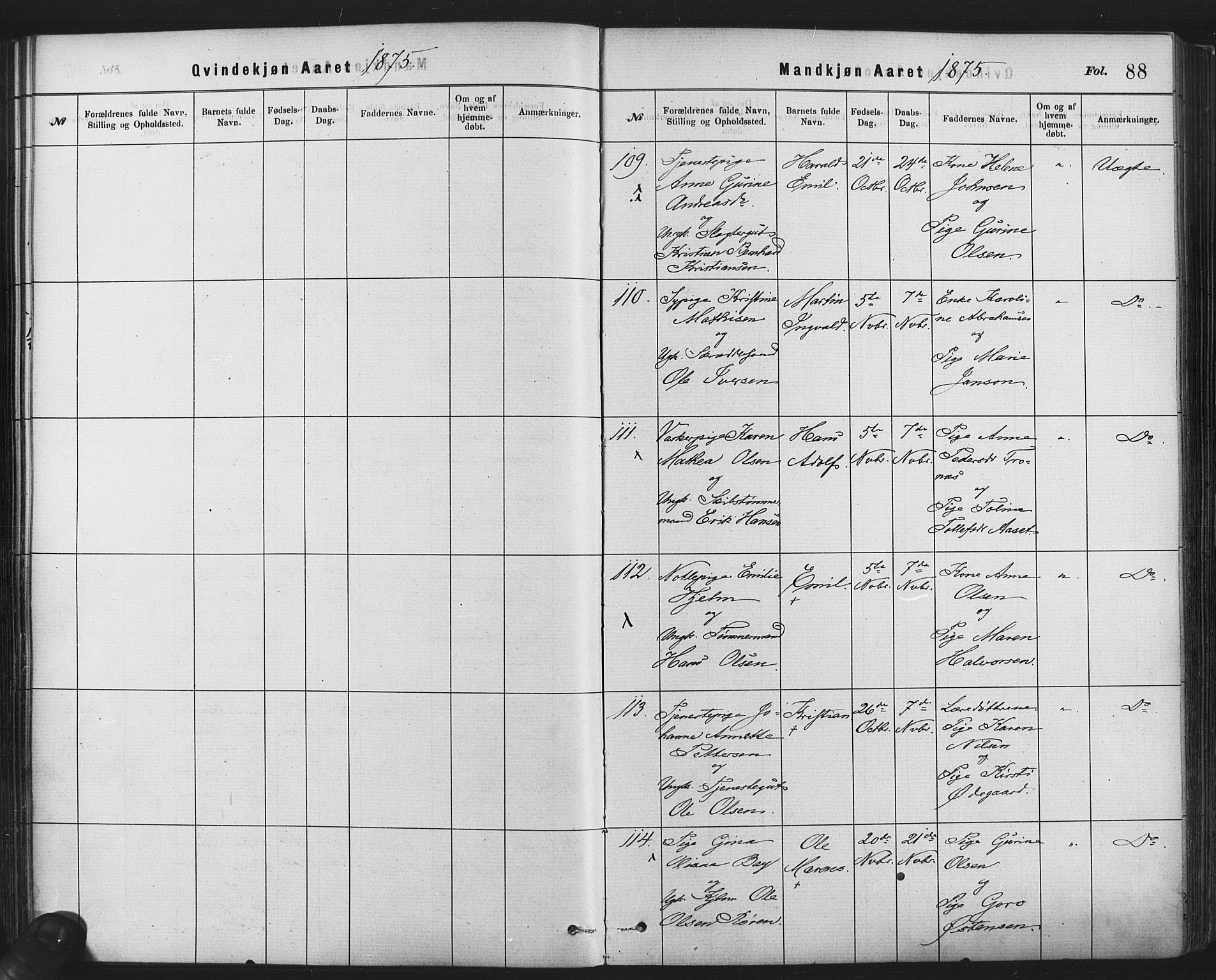 Rikshospitalet prestekontor Kirkebøker, AV/SAO-A-10309b/F/L0006: Parish register (official) no. 6, 1871-1885, p. 88