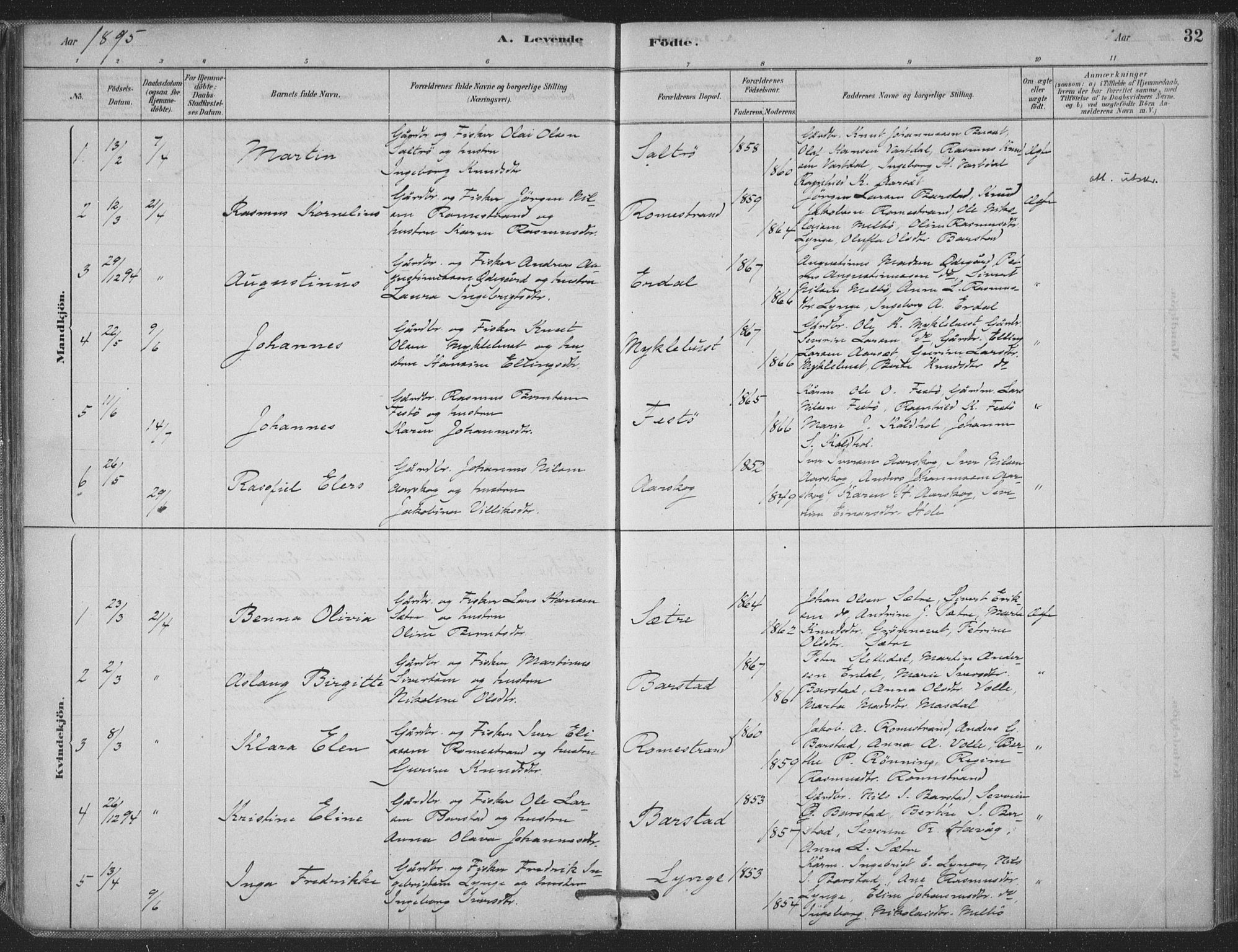 Ministerialprotokoller, klokkerbøker og fødselsregistre - Møre og Romsdal, SAT/A-1454/514/L0199: Parish register (official) no. 514A01, 1878-1912, p. 32