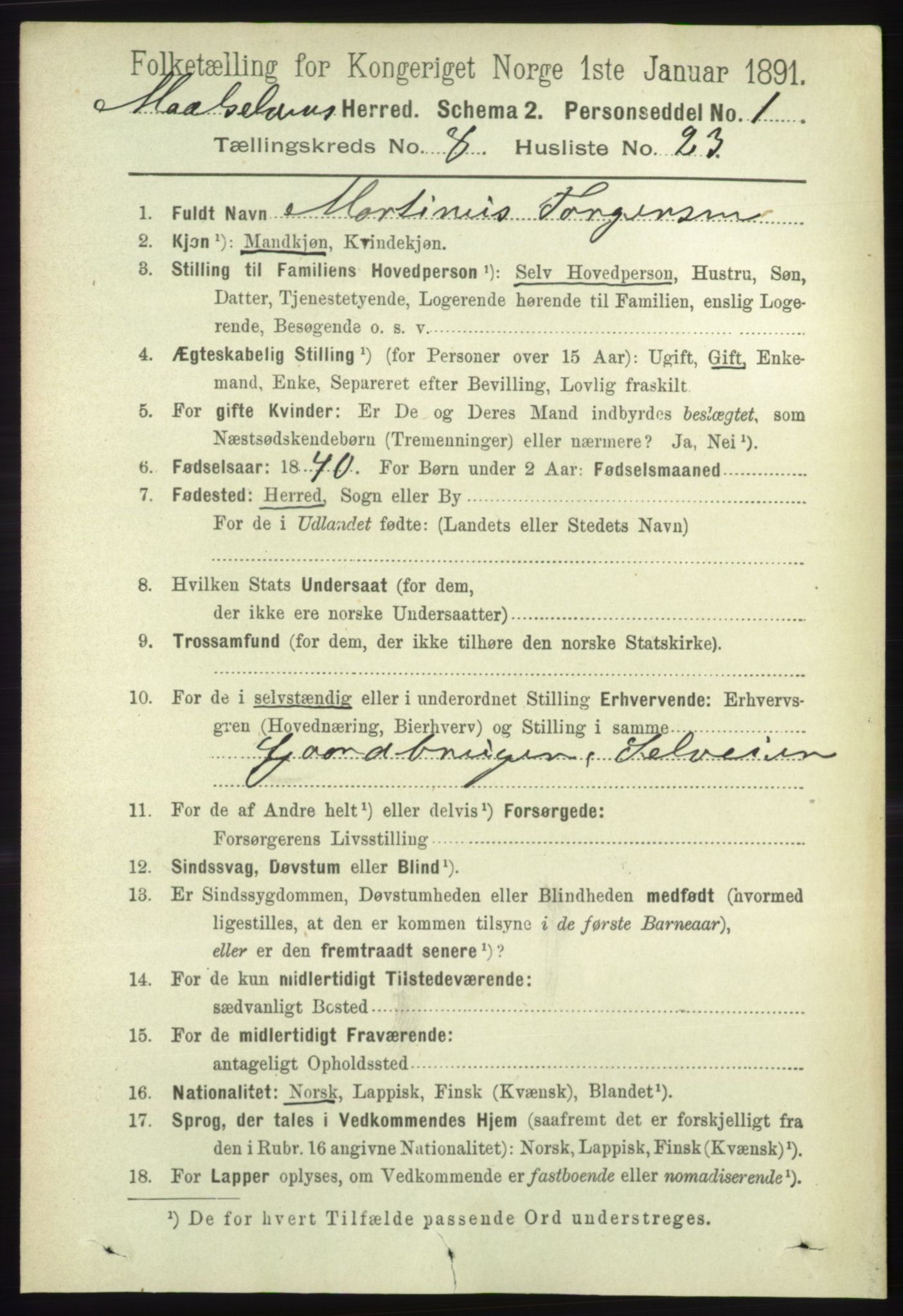 RA, 1891 census for 1924 Målselv, 1891, p. 2682