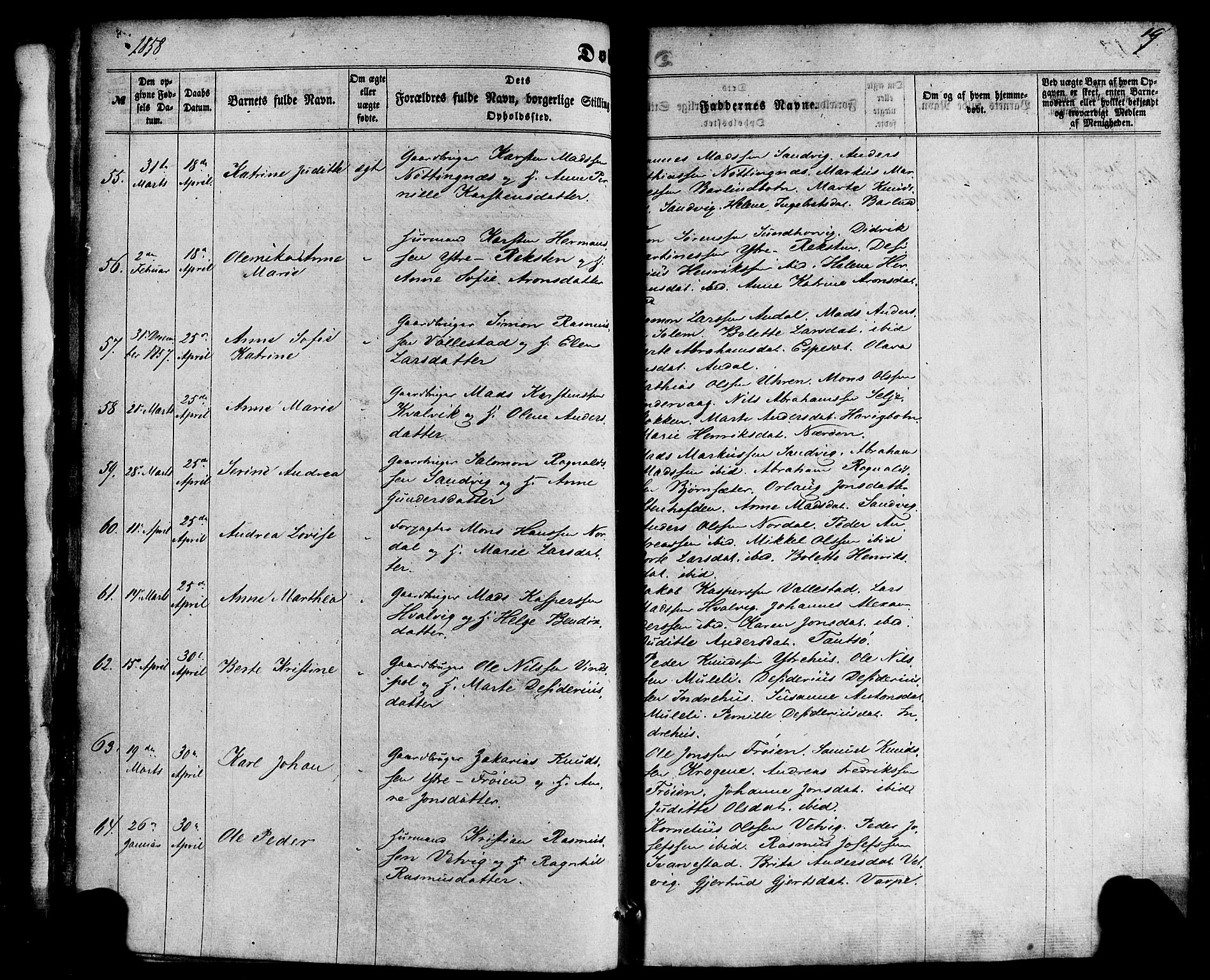 Kinn sokneprestembete, SAB/A-80801/H/Haa/Haaa/L0006: Parish register (official) no. A 6, 1857-1885, p. 19