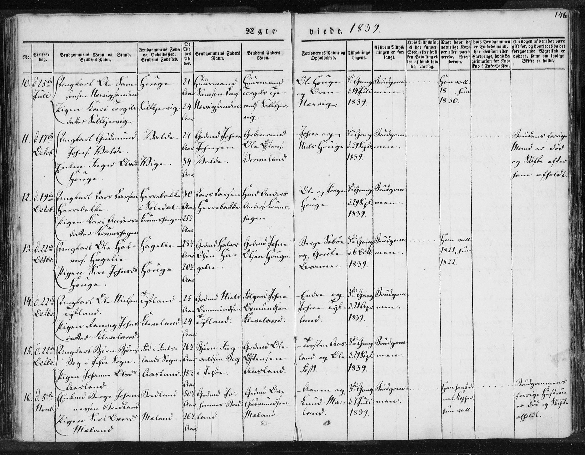 Hjelmeland sokneprestkontor, AV/SAST-A-101843/01/IV/L0006: Parish register (official) no. A 6, 1834-1845, p. 146