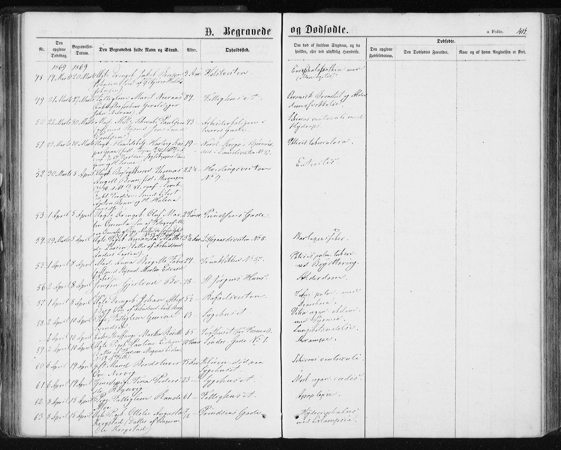 Ministerialprotokoller, klokkerbøker og fødselsregistre - Sør-Trøndelag, AV/SAT-A-1456/601/L0055: Parish register (official) no. 601A23, 1866-1877, p. 412