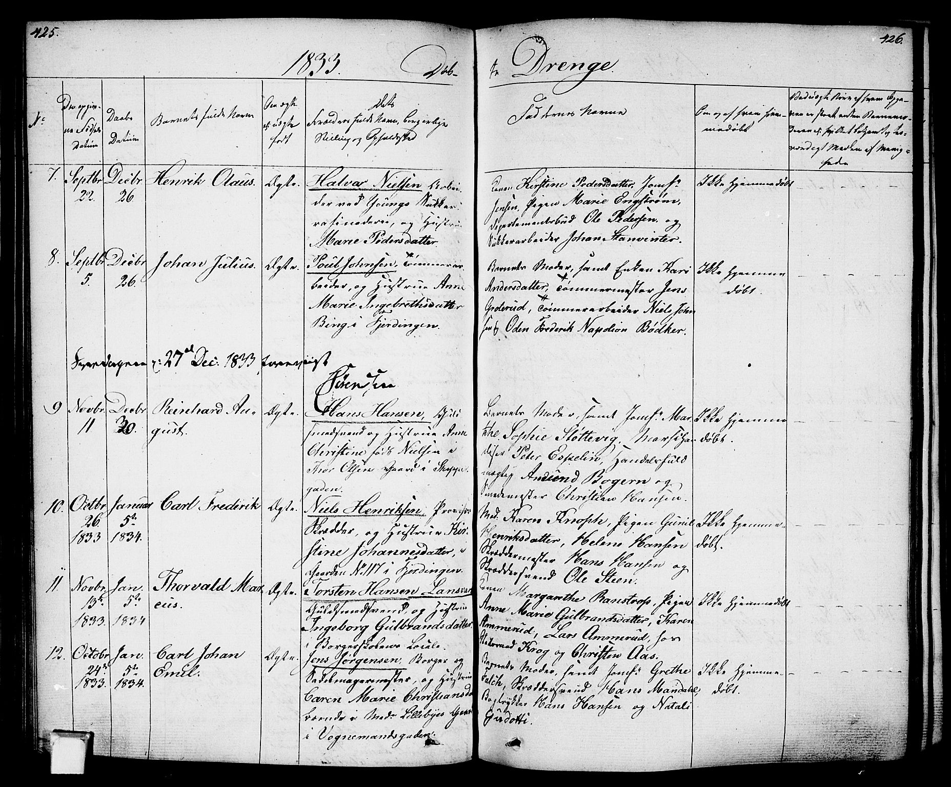 Oslo domkirke Kirkebøker, AV/SAO-A-10752/F/Fa/L0011: Parish register (official) no. 11, 1830-1836, p. 425-426