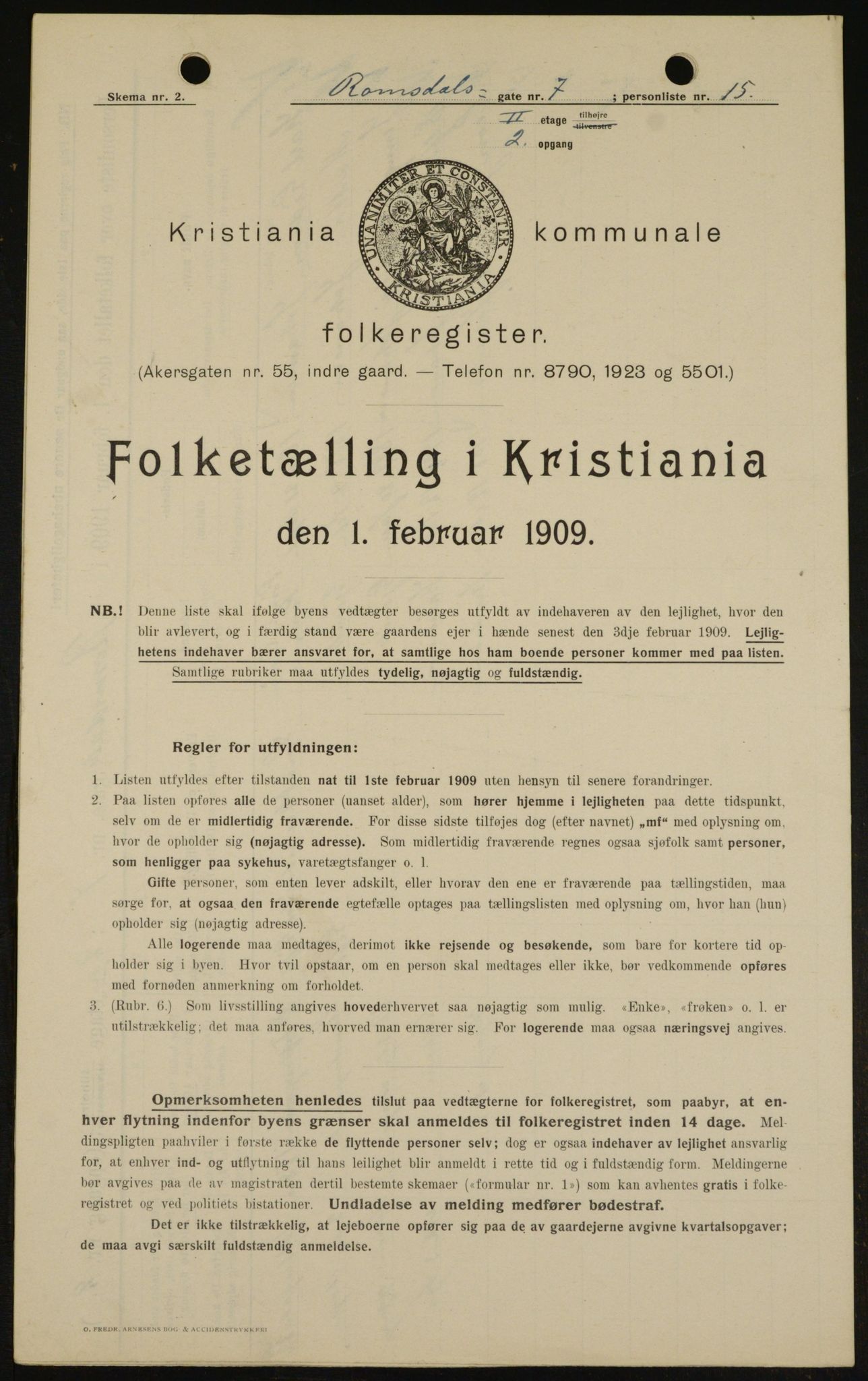 OBA, Municipal Census 1909 for Kristiania, 1909, p. 75488
