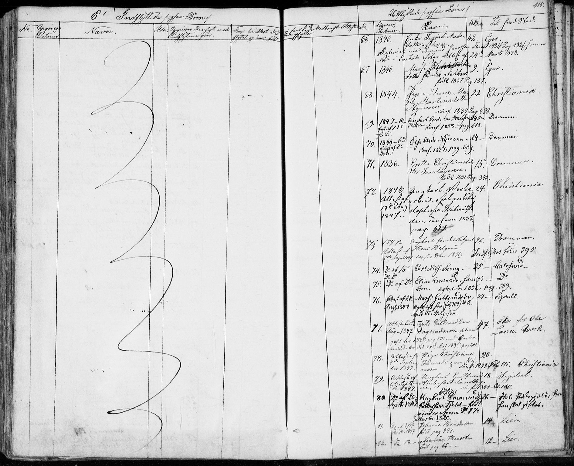 Modum kirkebøker, AV/SAKO-A-234/F/Fa/L0007: Parish register (official) no. 7, 1841-1850, p. 415