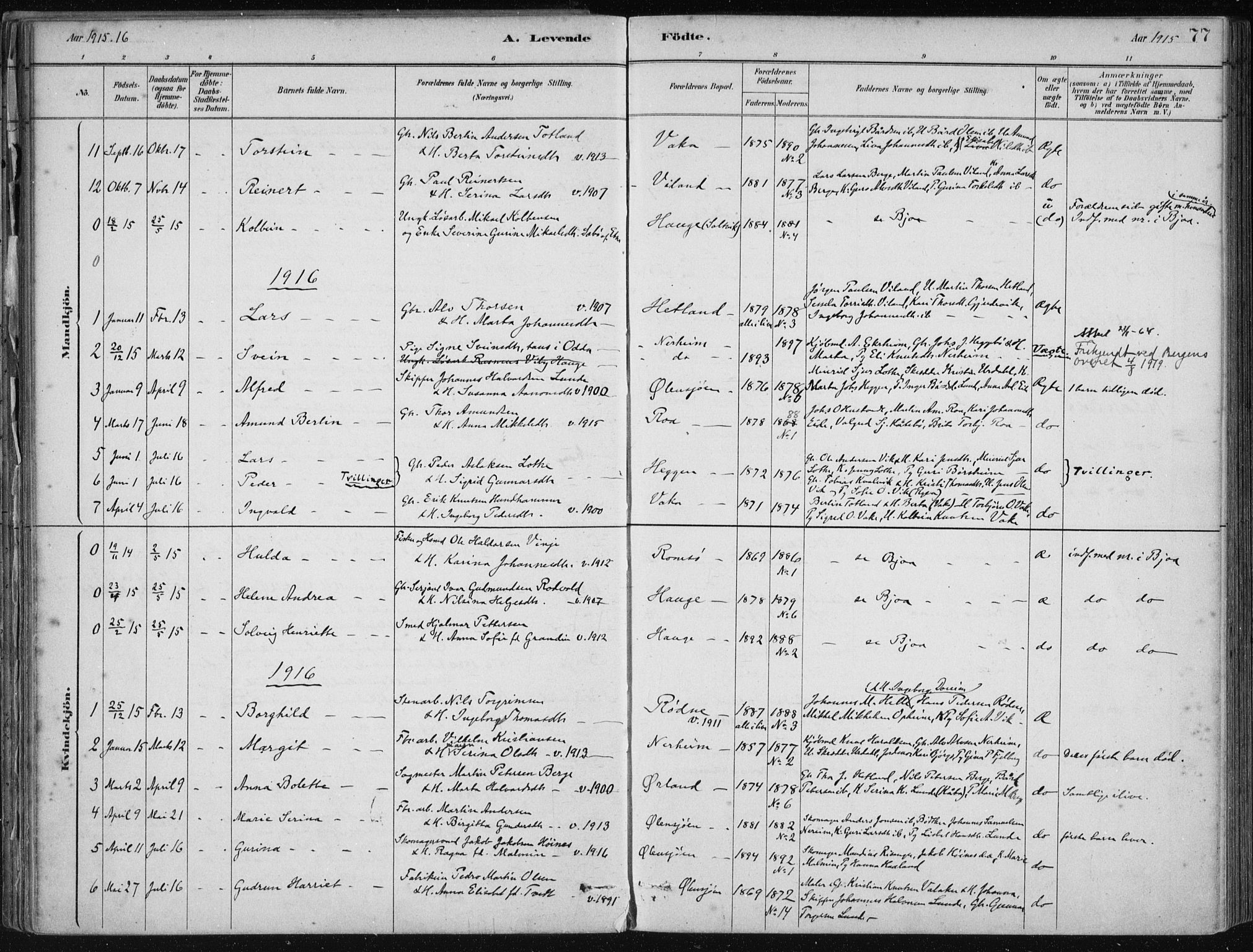 Fjelberg sokneprestembete, AV/SAB-A-75201/H/Haa: Parish register (official) no. D 1, 1879-1918, p. 77