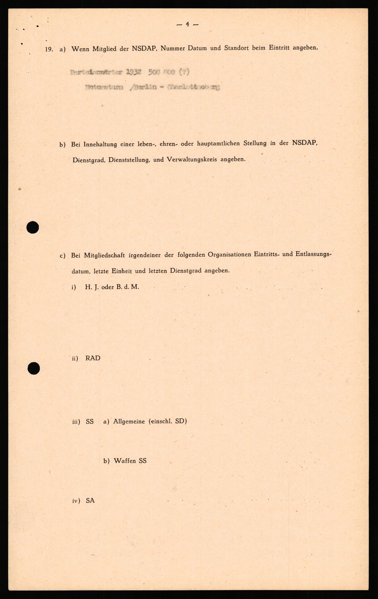 Forsvaret, Forsvarets overkommando II, AV/RA-RAFA-3915/D/Db/L0034: CI Questionaires. Tyske okkupasjonsstyrker i Norge. Tyskere., 1945-1946, p. 13