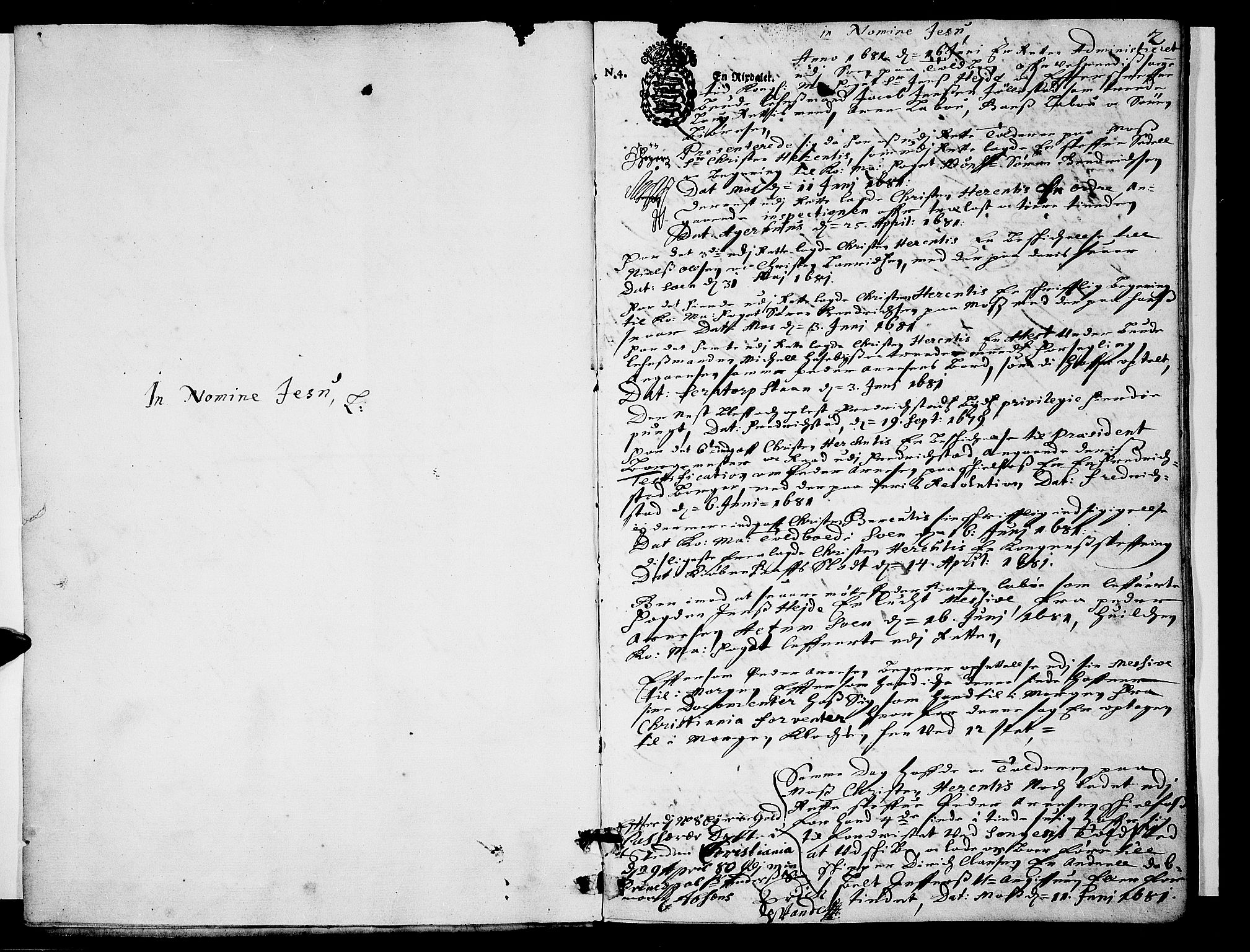 Follo sorenskriveri, AV/SAO-A-10274/F/Fb/Fba/L0016: Tingbok, 1681-1682, p. 2a