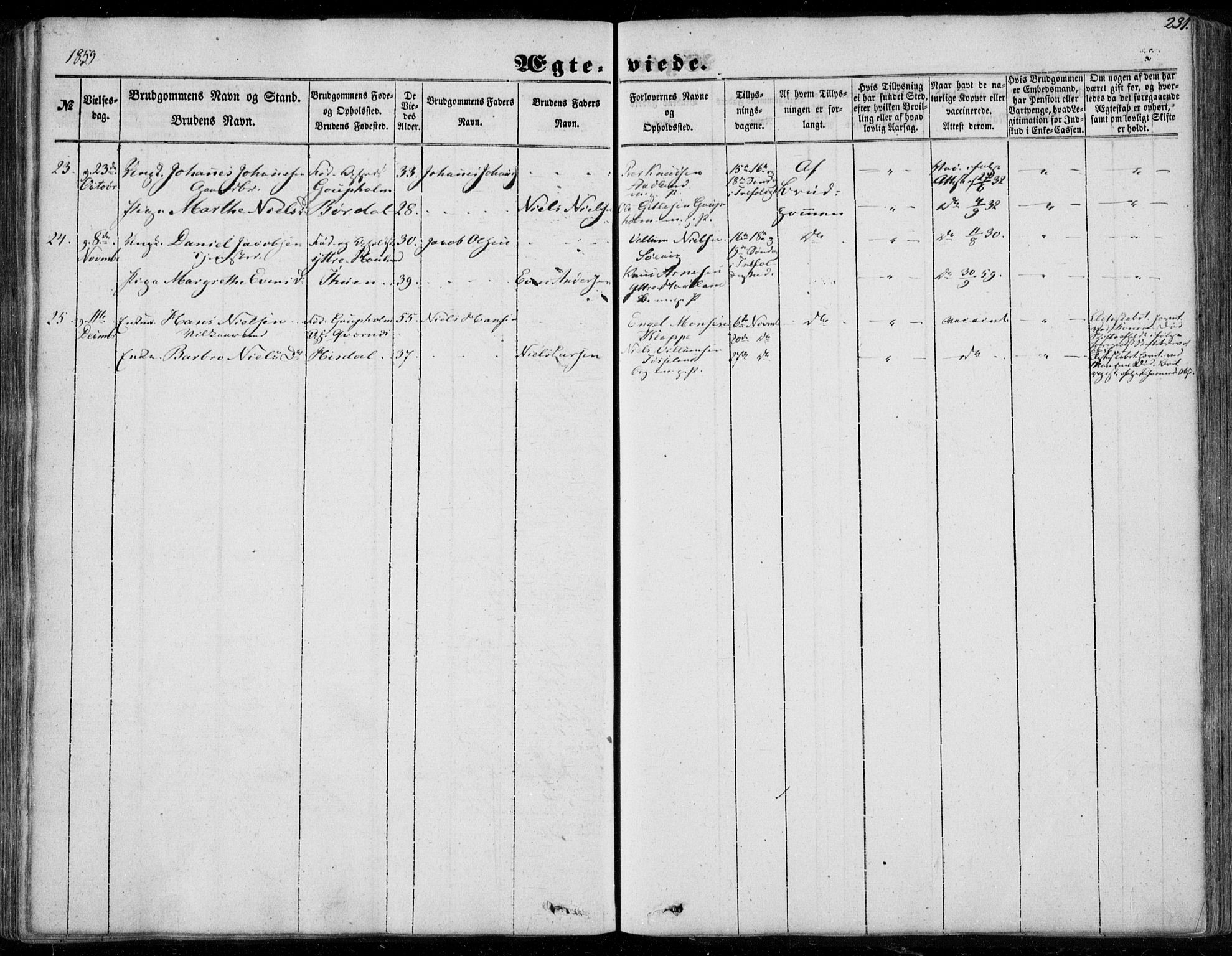 Os sokneprestembete, SAB/A-99929: Parish register (official) no. A 16, 1851-1859, p. 231