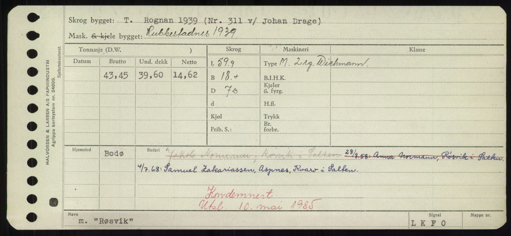 Sjøfartsdirektoratet med forløpere, Skipsmålingen, RA/S-1627/H/Hd/L0031: Fartøy, Rju-Sam, p. 479