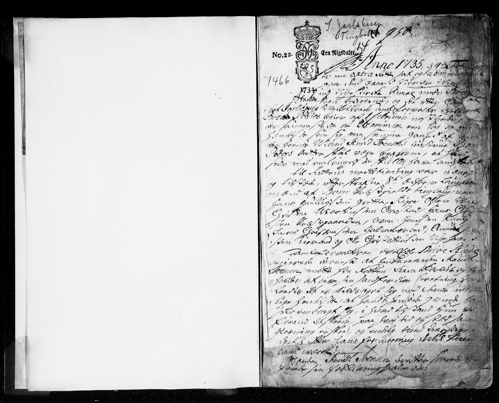Søndre Jarlsberg sorenskriveri, SAKO/A-129/F/Fa/L0014: Tingbok, 1735-1737, p. 1