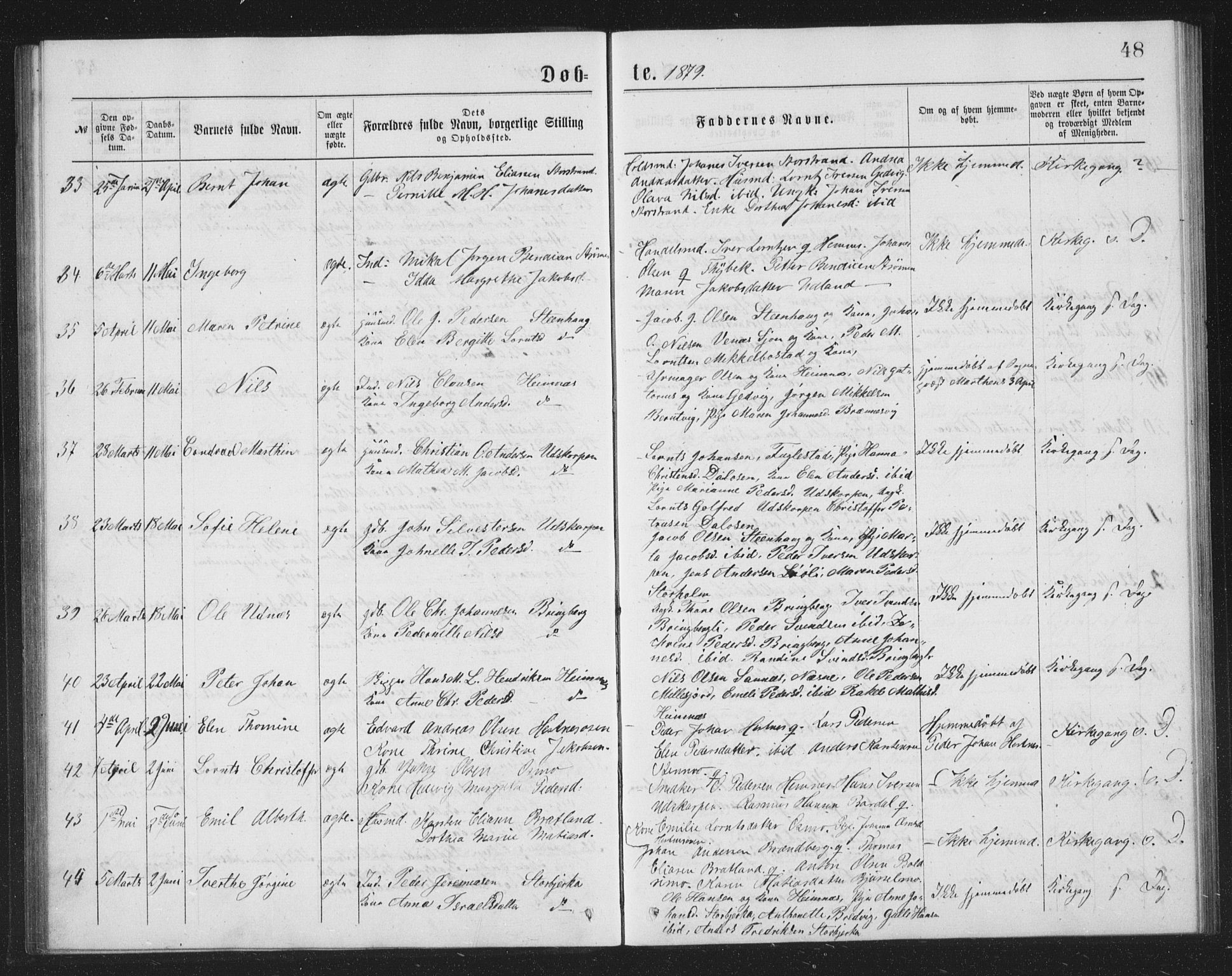 Ministerialprotokoller, klokkerbøker og fødselsregistre - Nordland, AV/SAT-A-1459/825/L0369: Parish register (copy) no. 825C06, 1873-1885, p. 48