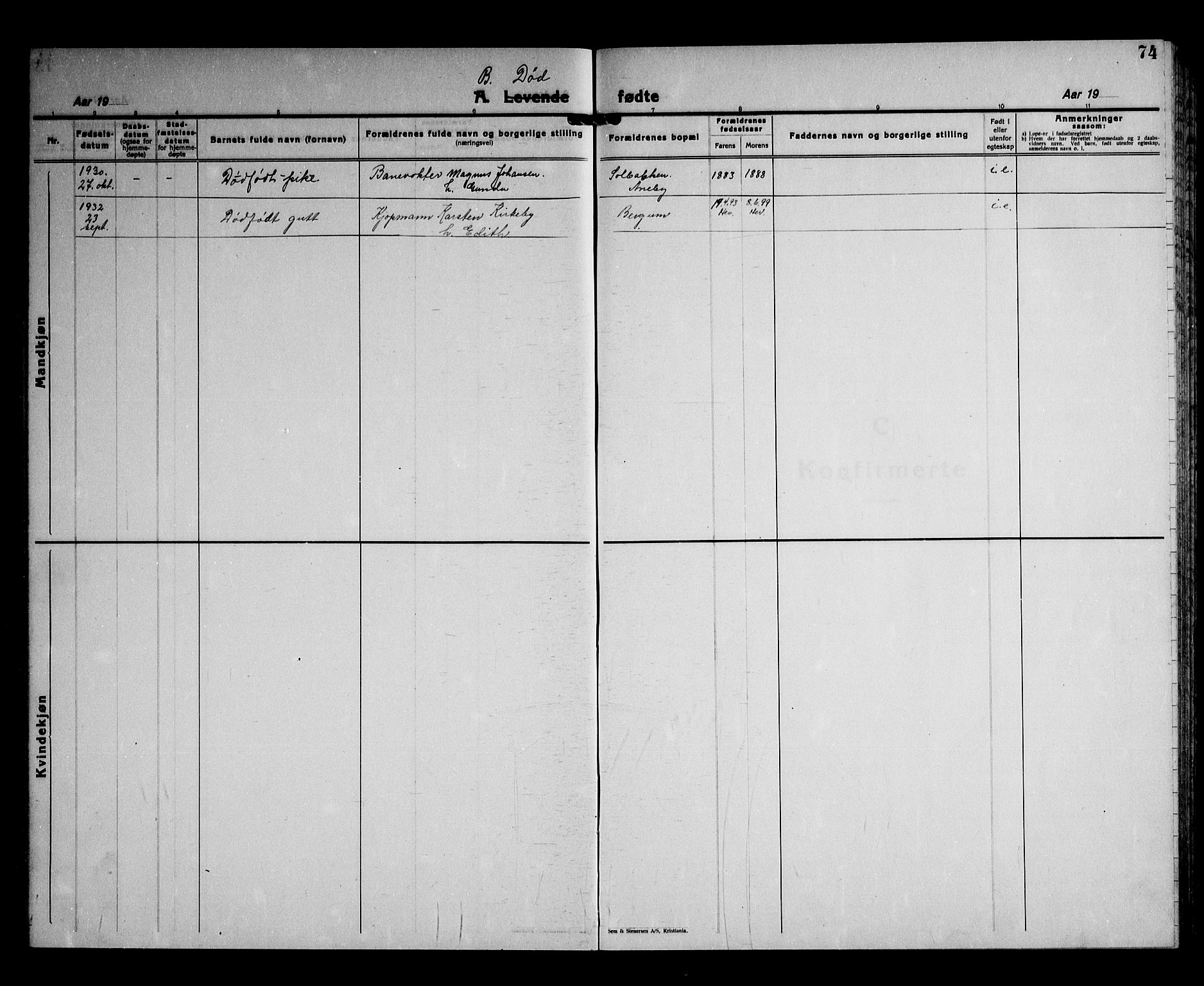 Nittedal prestekontor Kirkebøker, AV/SAO-A-10365a/G/Gb/L0004: Parish register (copy) no. II 4, 1925-1945, p. 74