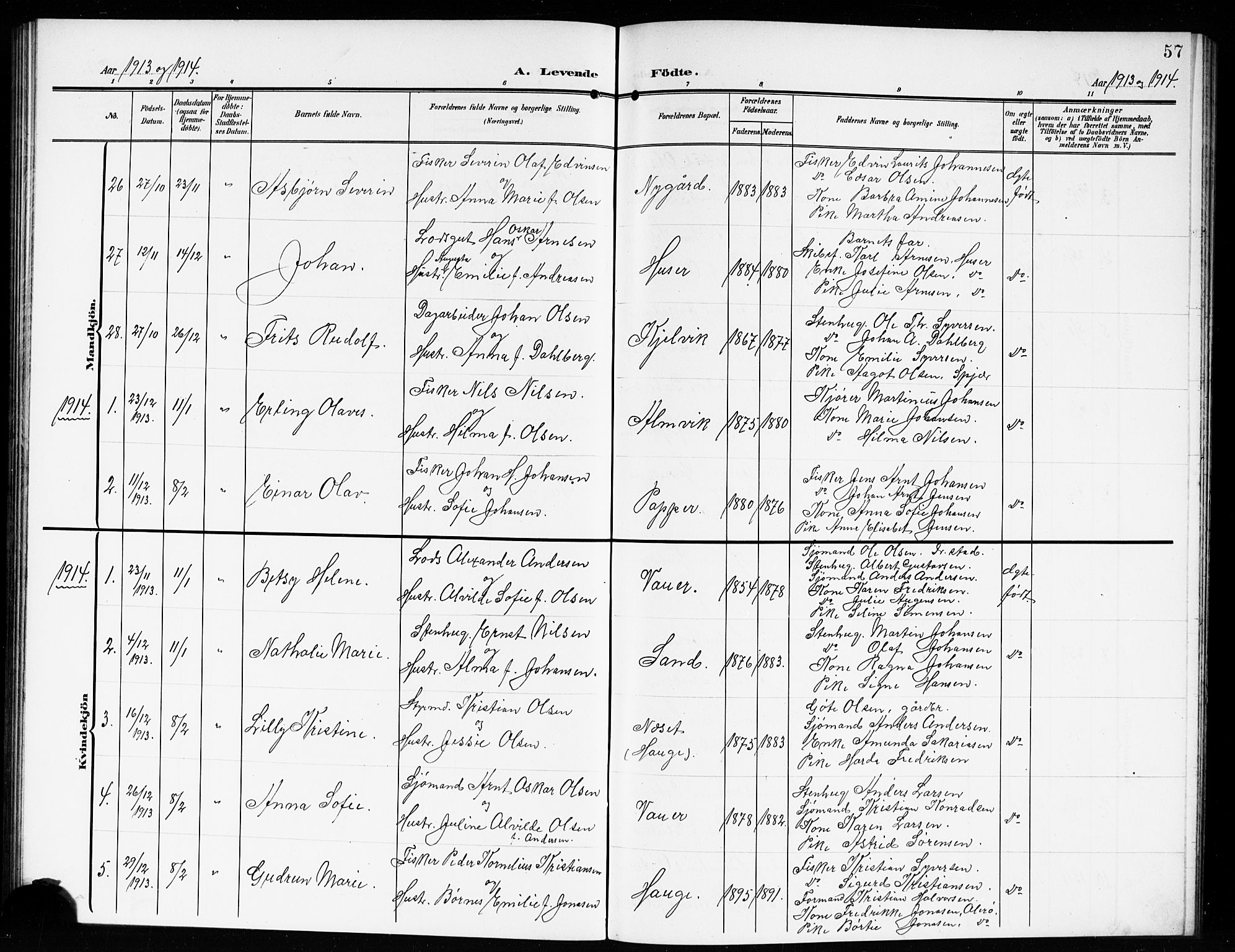 Hvaler prestekontor Kirkebøker, SAO/A-2001/G/Gb/L0003: Parish register (copy) no. II 3, 1904-1917, p. 57