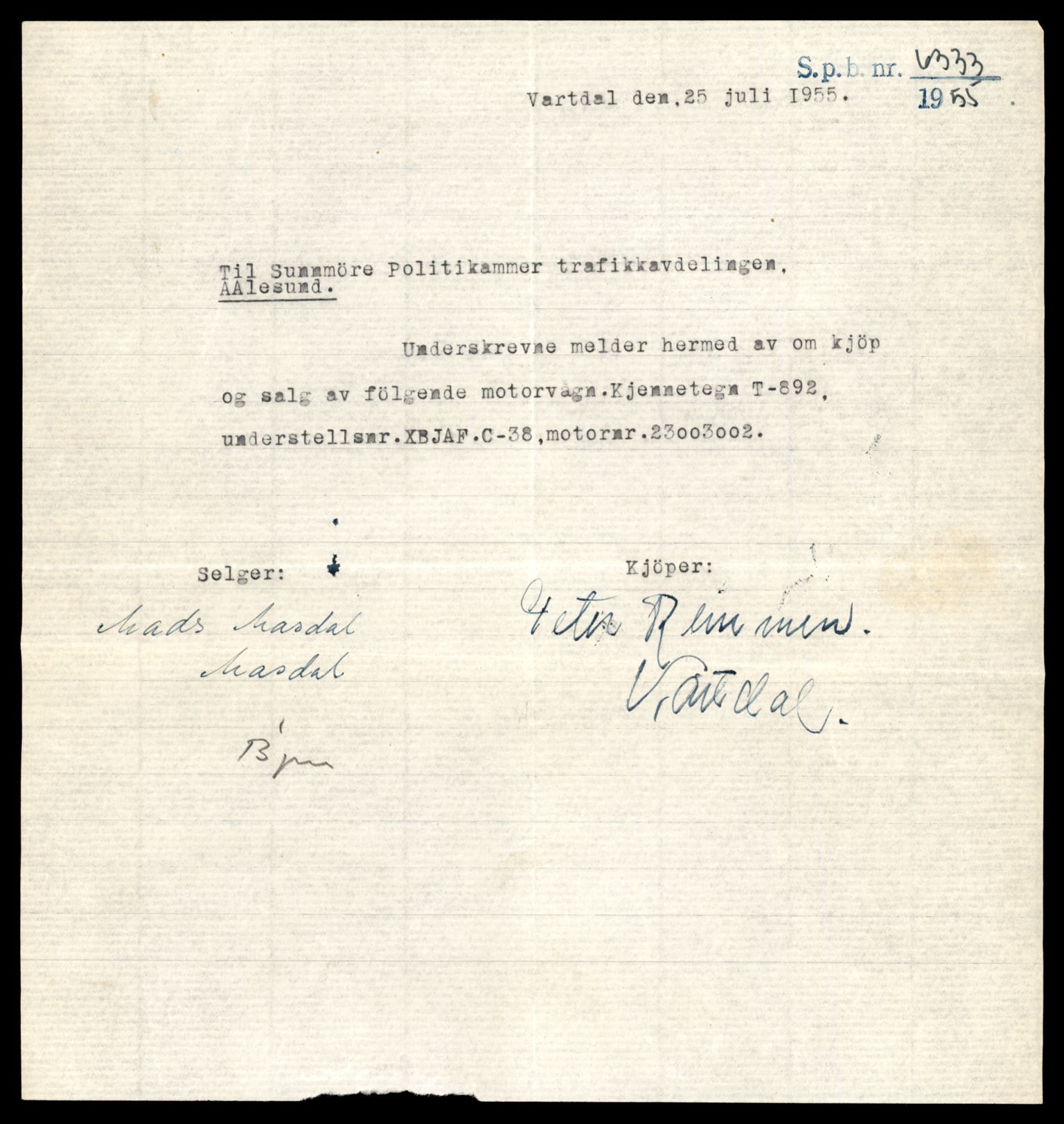Møre og Romsdal vegkontor - Ålesund trafikkstasjon, AV/SAT-A-4099/F/Fe/L0049: Registreringskort for kjøretøy T 14864 - T 18613, 1927-1998, p. 23