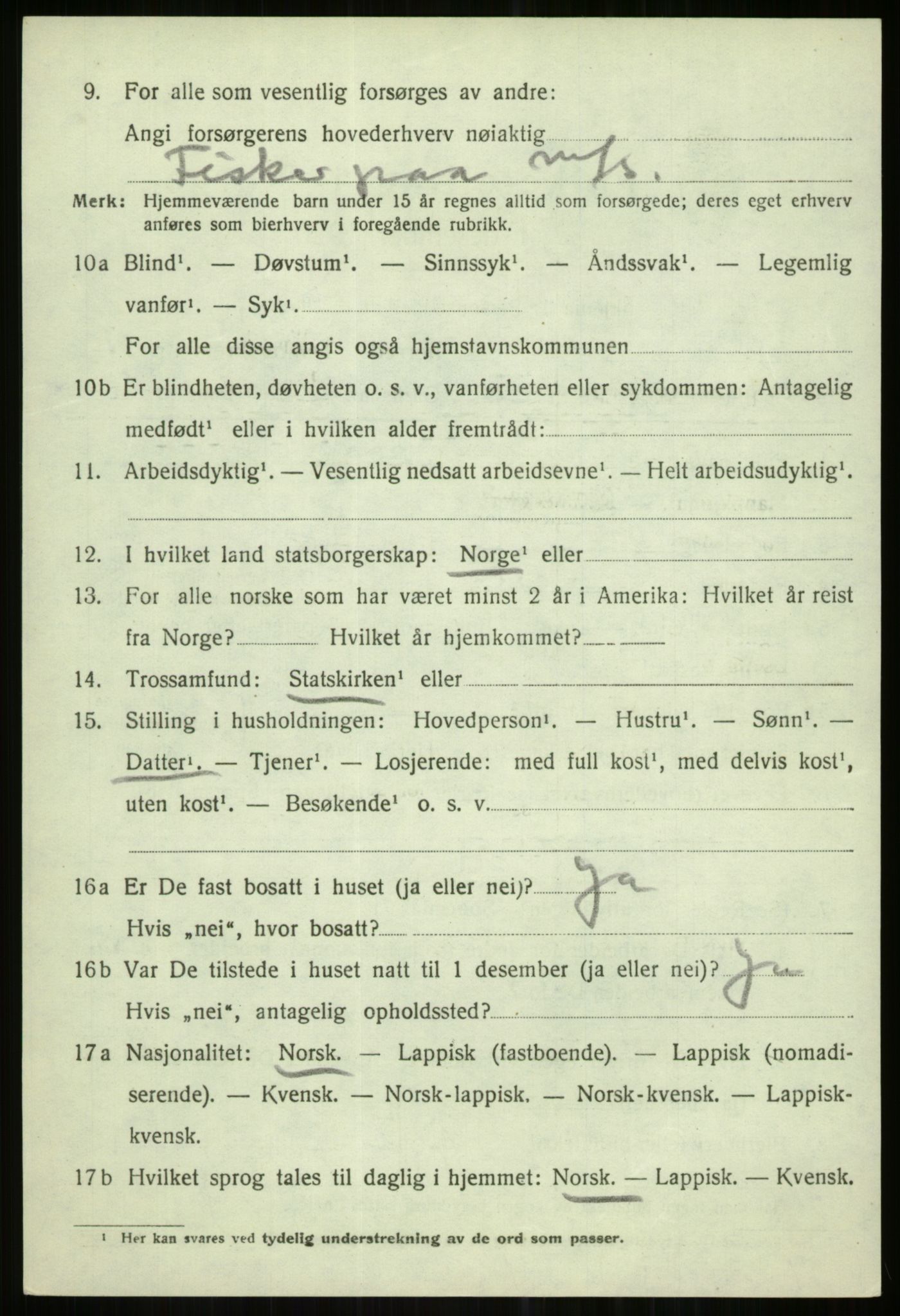 SATØ, 1920 census for Karlsøy, 1920, p. 1606