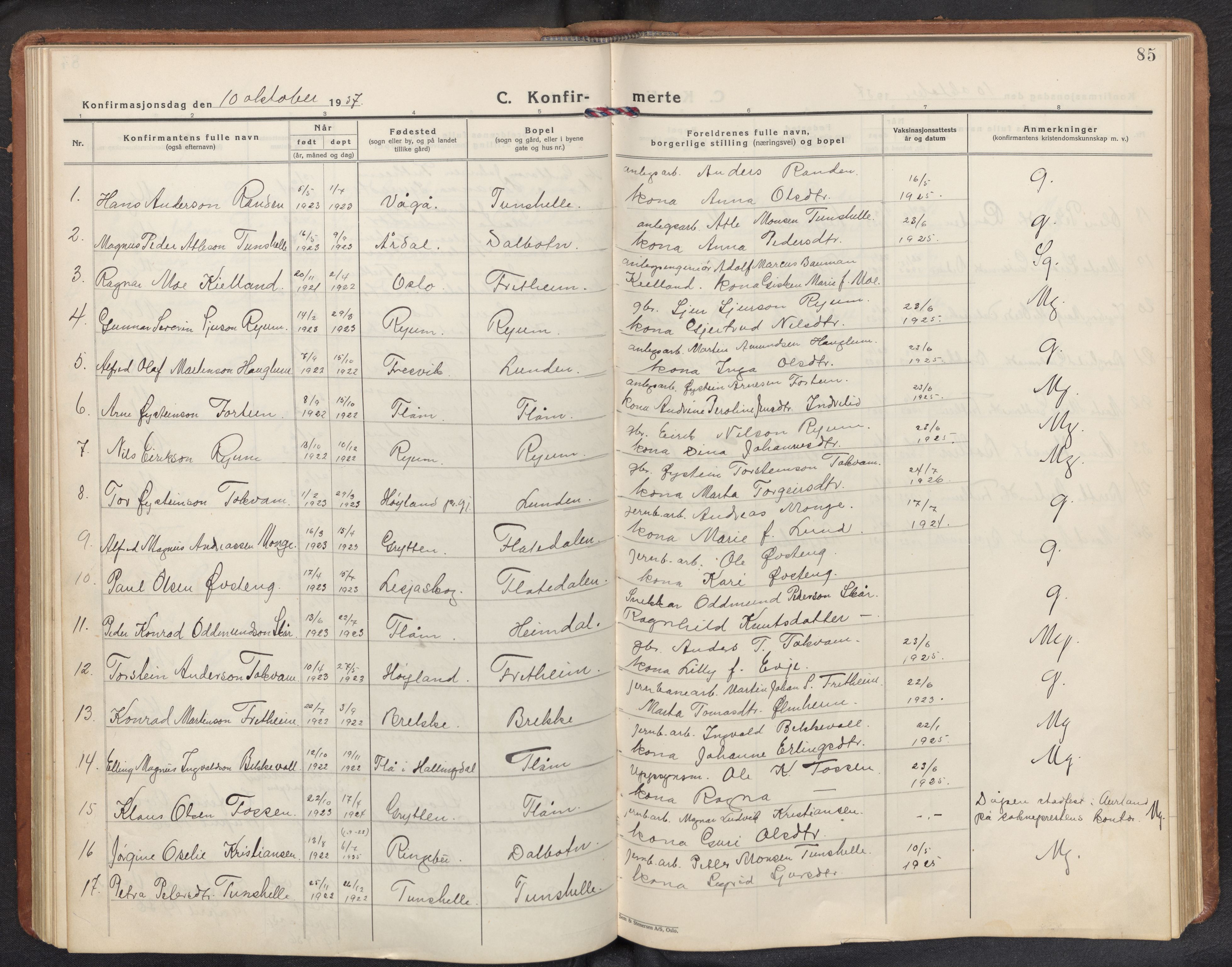 Aurland sokneprestembete, SAB/A-99937/H/Hb/Hbb/L0003: Parish register (copy) no. B 3, 1929-1972, p. 84b-85a