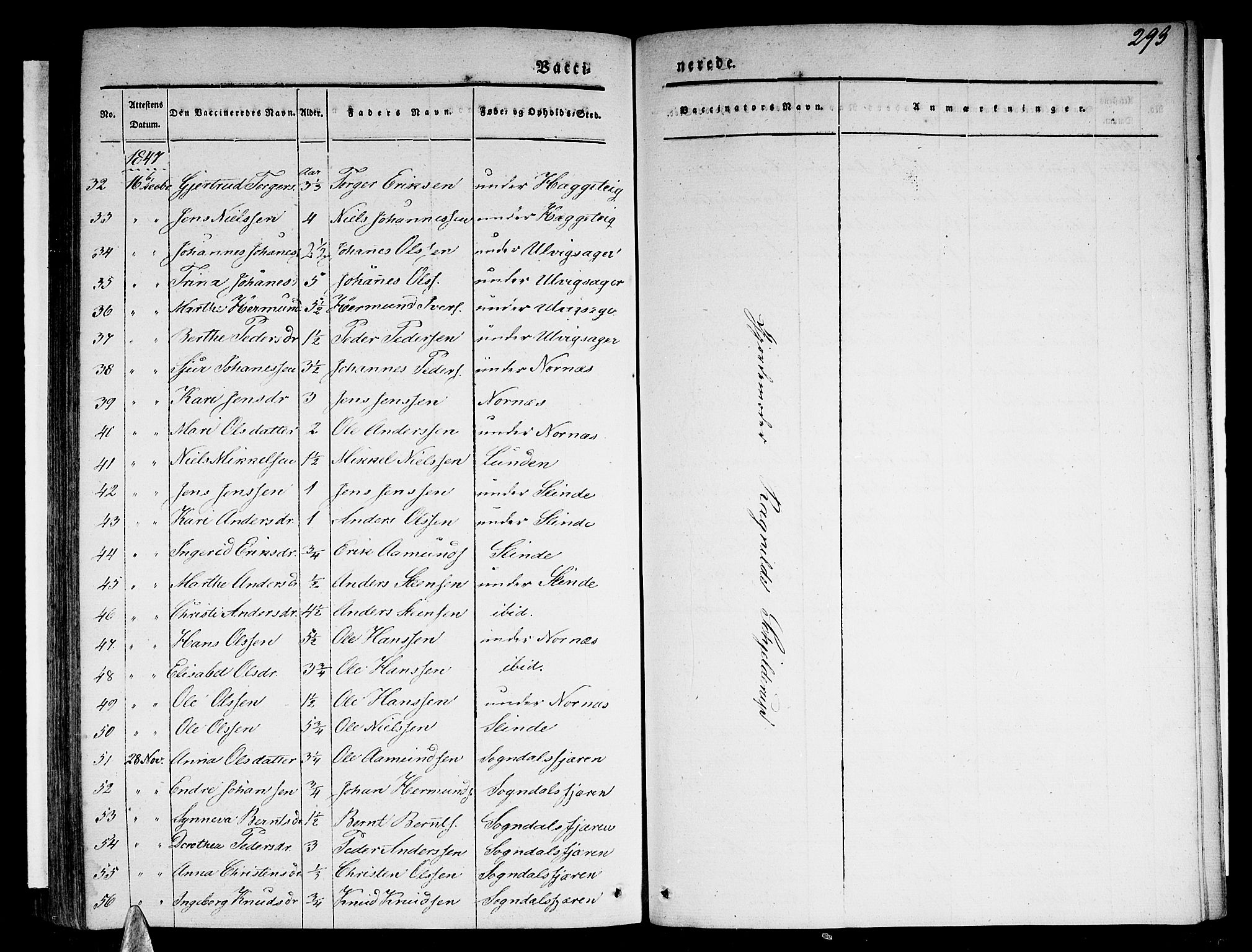 Sogndal sokneprestembete, AV/SAB-A-81301/H/Haa/Haaa/L0011: Parish register (official) no. A 11, 1839-1847, p. 293