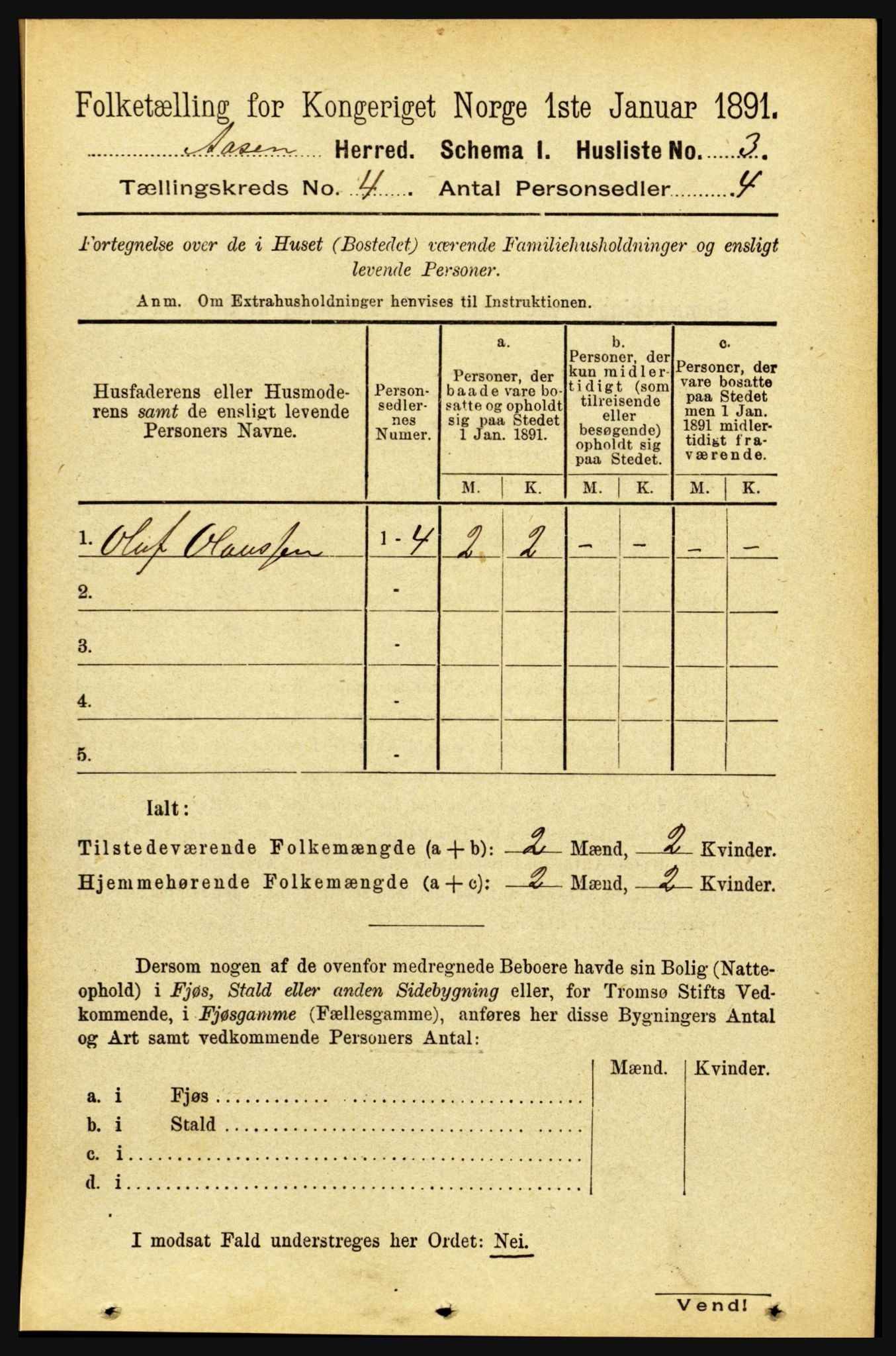 RA, 1891 census for 1716 Åsen, 1891, p. 1335