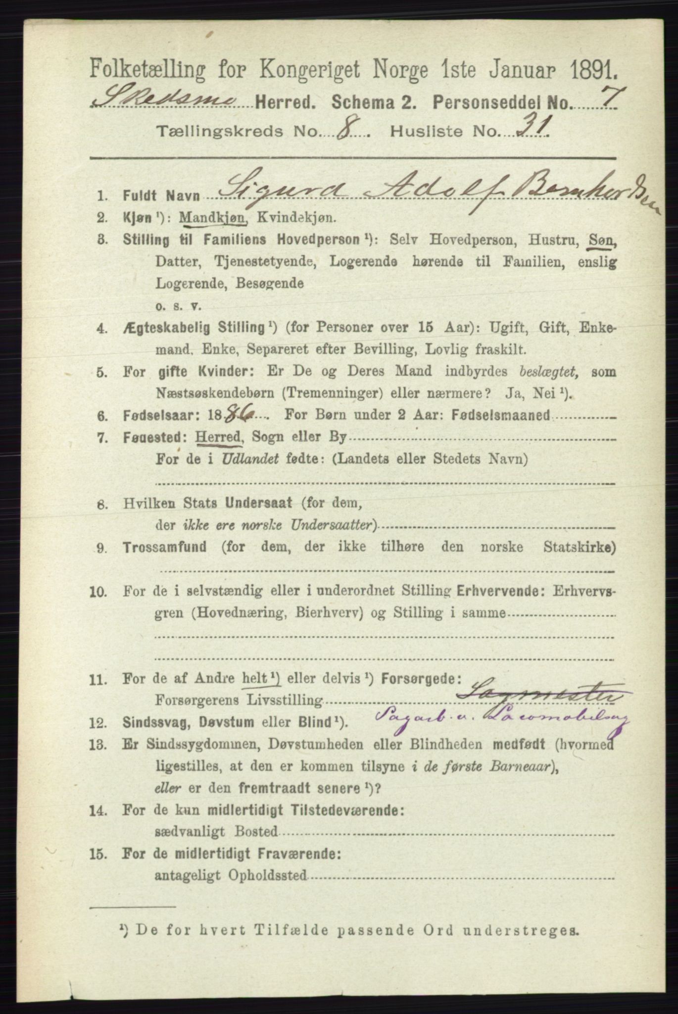 RA, 1891 census for 0231 Skedsmo, 1891, p. 4273