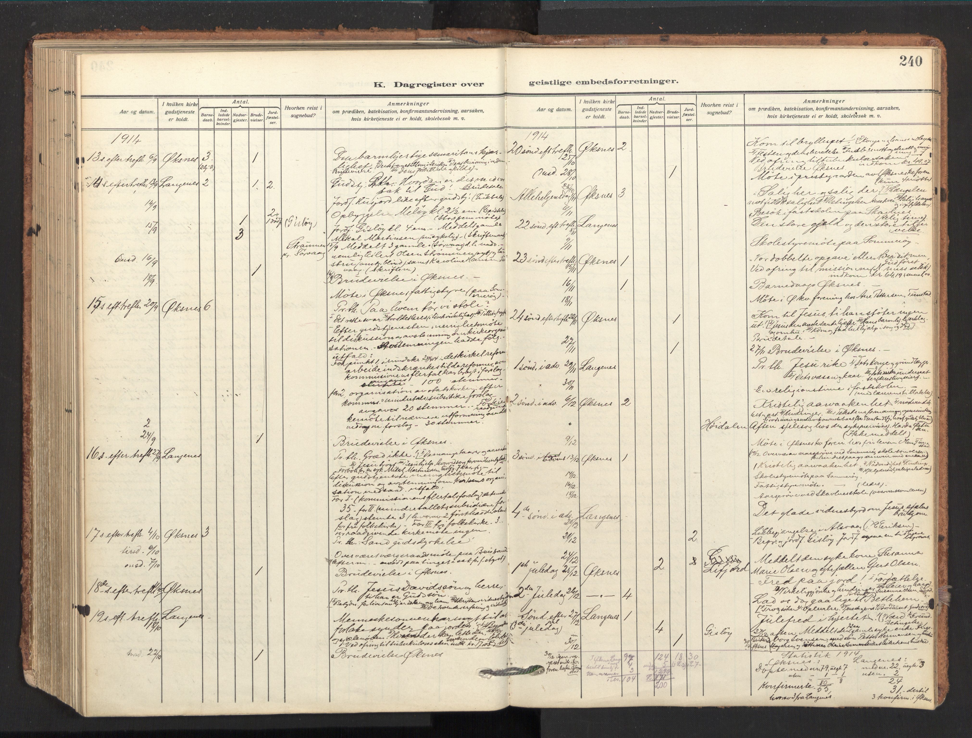 Ministerialprotokoller, klokkerbøker og fødselsregistre - Nordland, SAT/A-1459/893/L1343: Parish register (official) no. 893A15, 1914-1928, p. 240