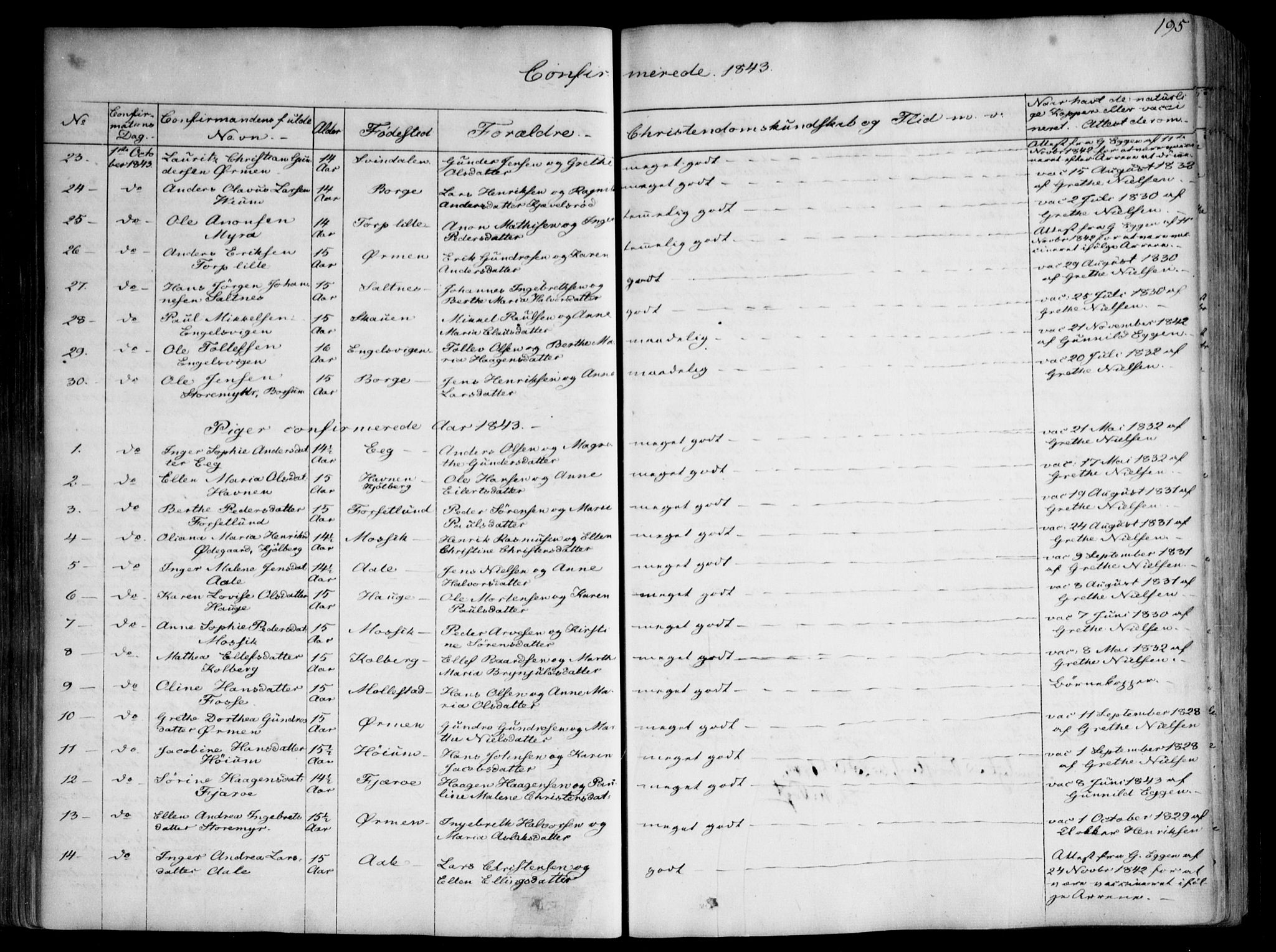 Onsøy prestekontor Kirkebøker, AV/SAO-A-10914/F/Fa/L0003: Parish register (official) no. I 3, 1841-1860, p. 195