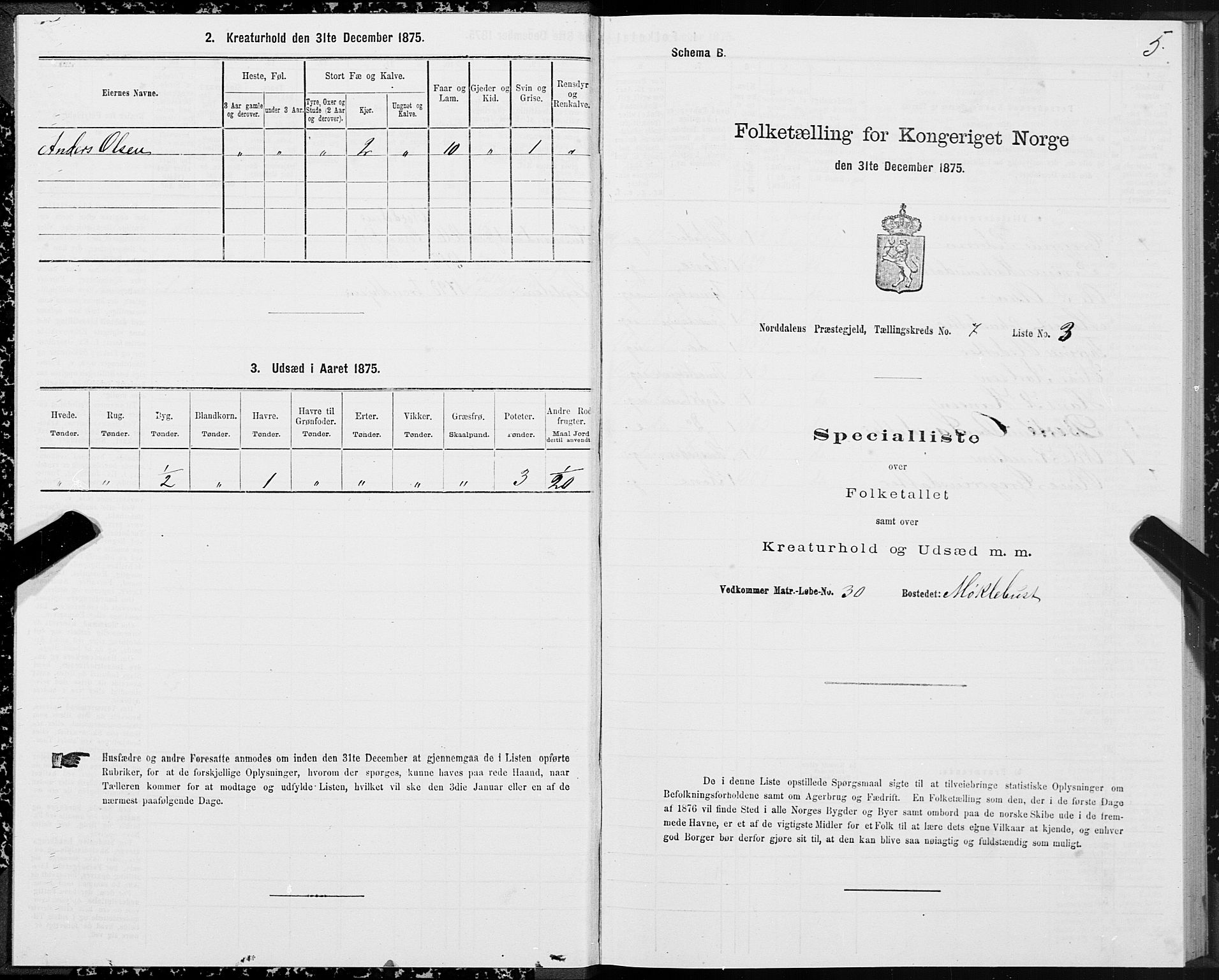 SAT, 1875 census for 1524P Norddal, 1875, p. 4005