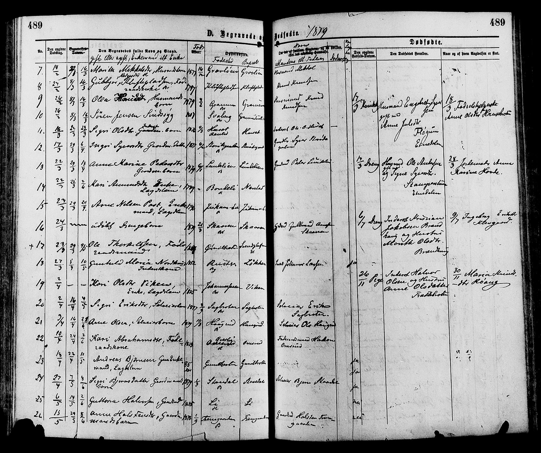 Sør-Aurdal prestekontor, AV/SAH-PREST-128/H/Ha/Haa/L0008: Parish register (official) no. 8, 1877-1885, p. 489