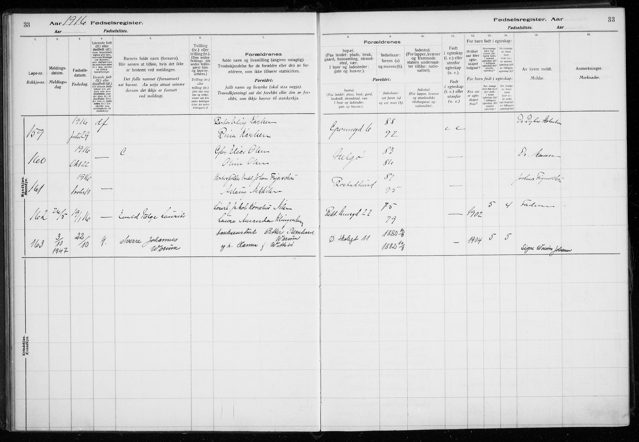 Tromsø sokneprestkontor/stiftsprosti/domprosti, AV/SATØ-S-1343/H/Ha/L0131: Birth register no. 131, 1916-1921, p. 33