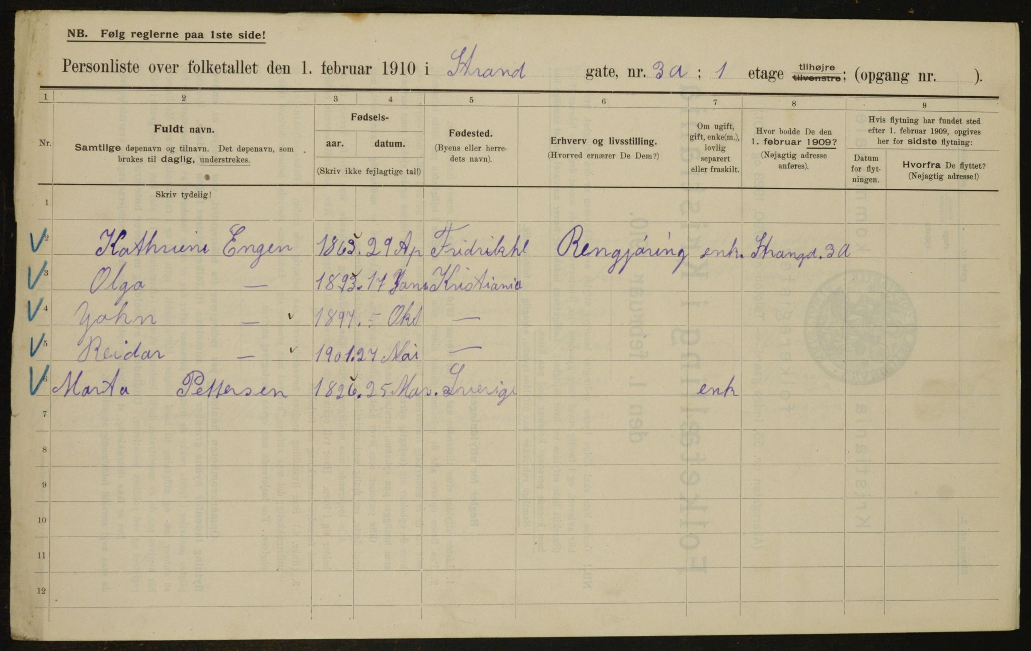 OBA, Municipal Census 1910 for Kristiania, 1910, p. 98430