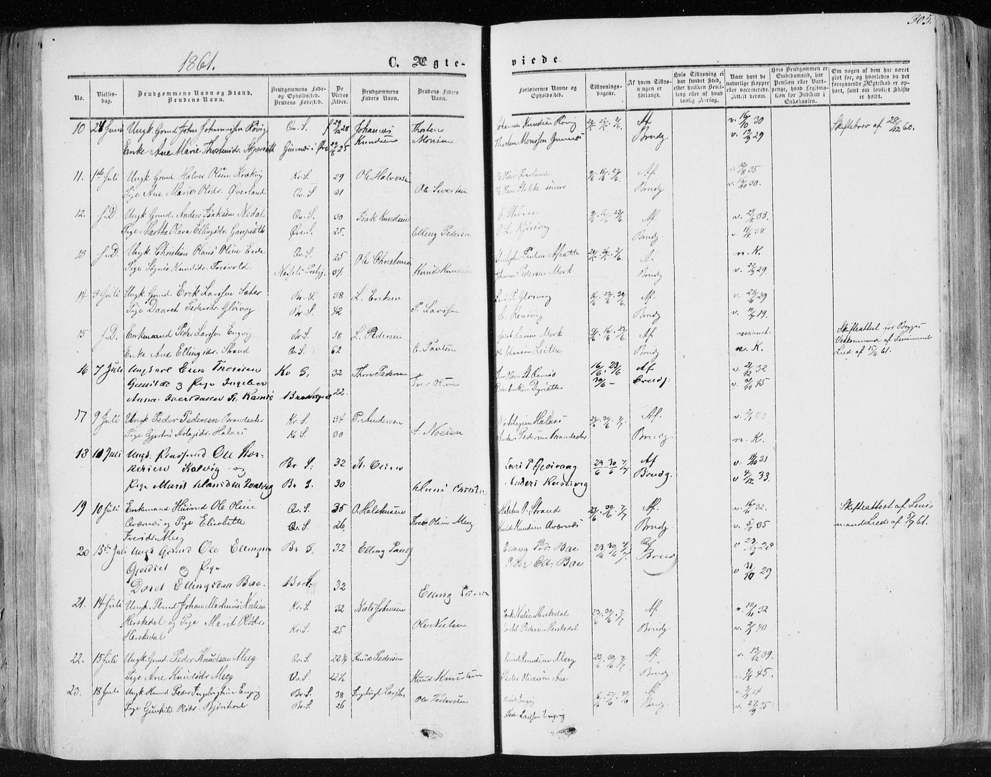 Ministerialprotokoller, klokkerbøker og fødselsregistre - Møre og Romsdal, AV/SAT-A-1454/568/L0804: Parish register (official) no. 568A11, 1854-1868, p. 305