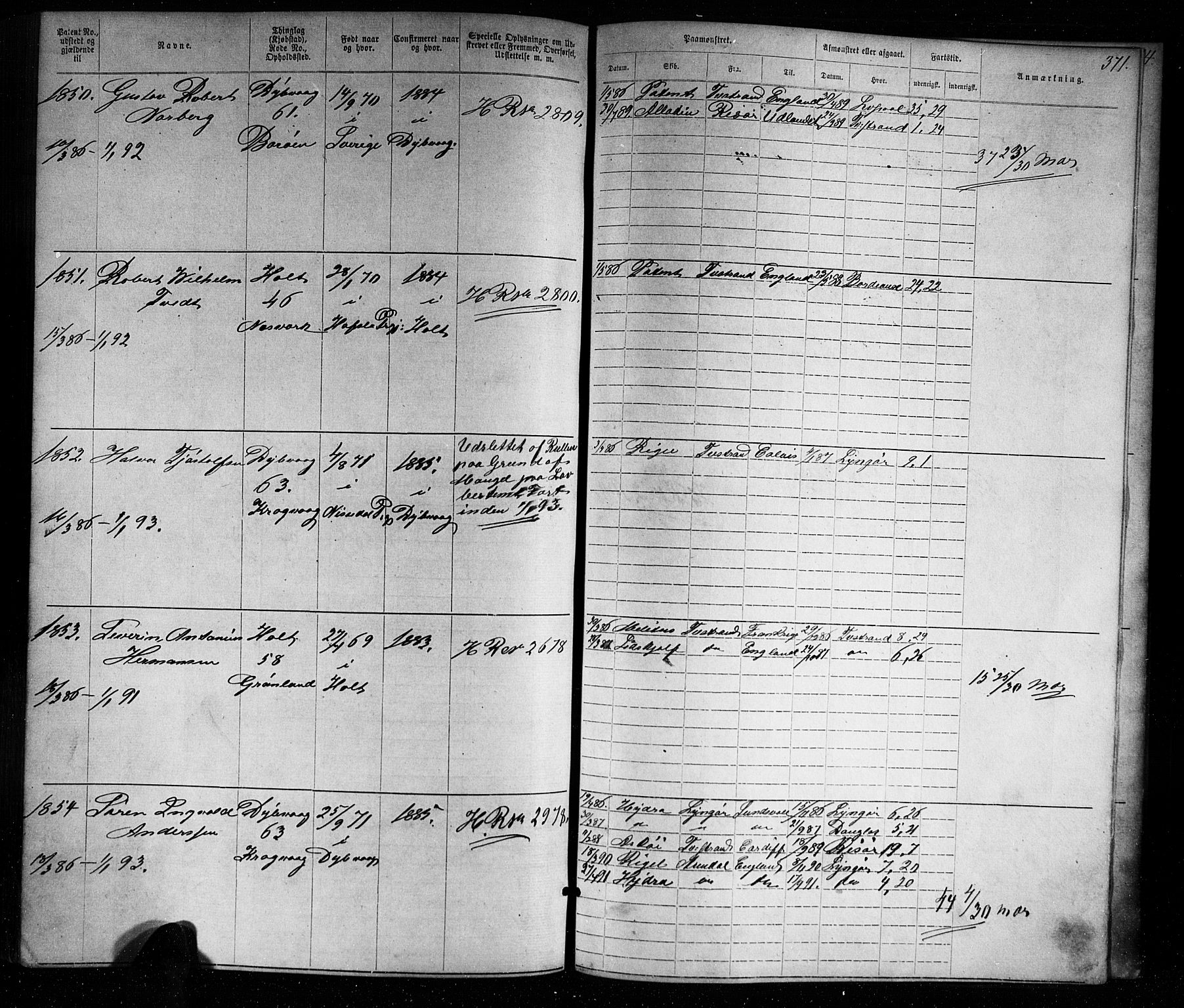 Tvedestrand mønstringskrets, SAK/2031-0011/F/Fa/L0003: Annotasjonsrulle nr 1-1905 med register, U-25, 1866-1886, p. 396