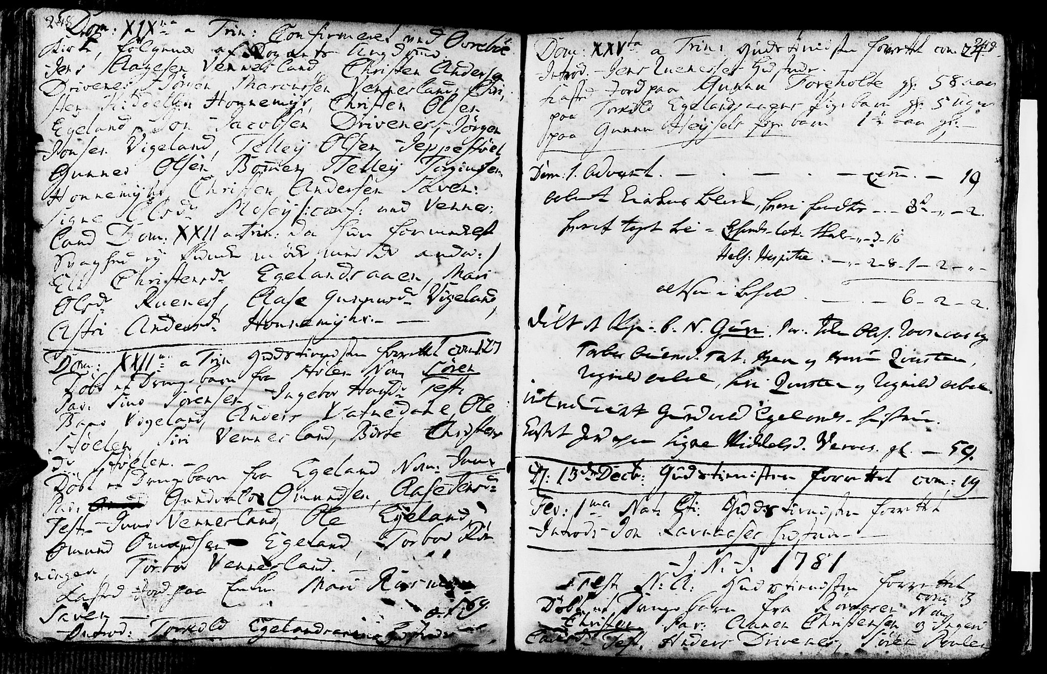 Vennesla sokneprestkontor, SAK/1111-0045/Fa/Fab/L0001: Parish register (official) no. A 1, 1741-1794, p. 248-249