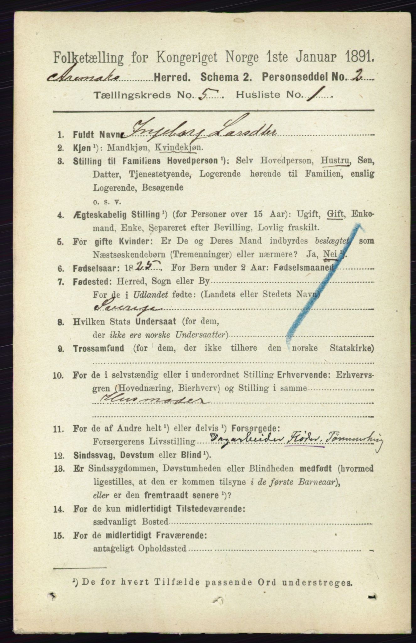 RA, 1891 census for 0118 Aremark, 1891, p. 2479