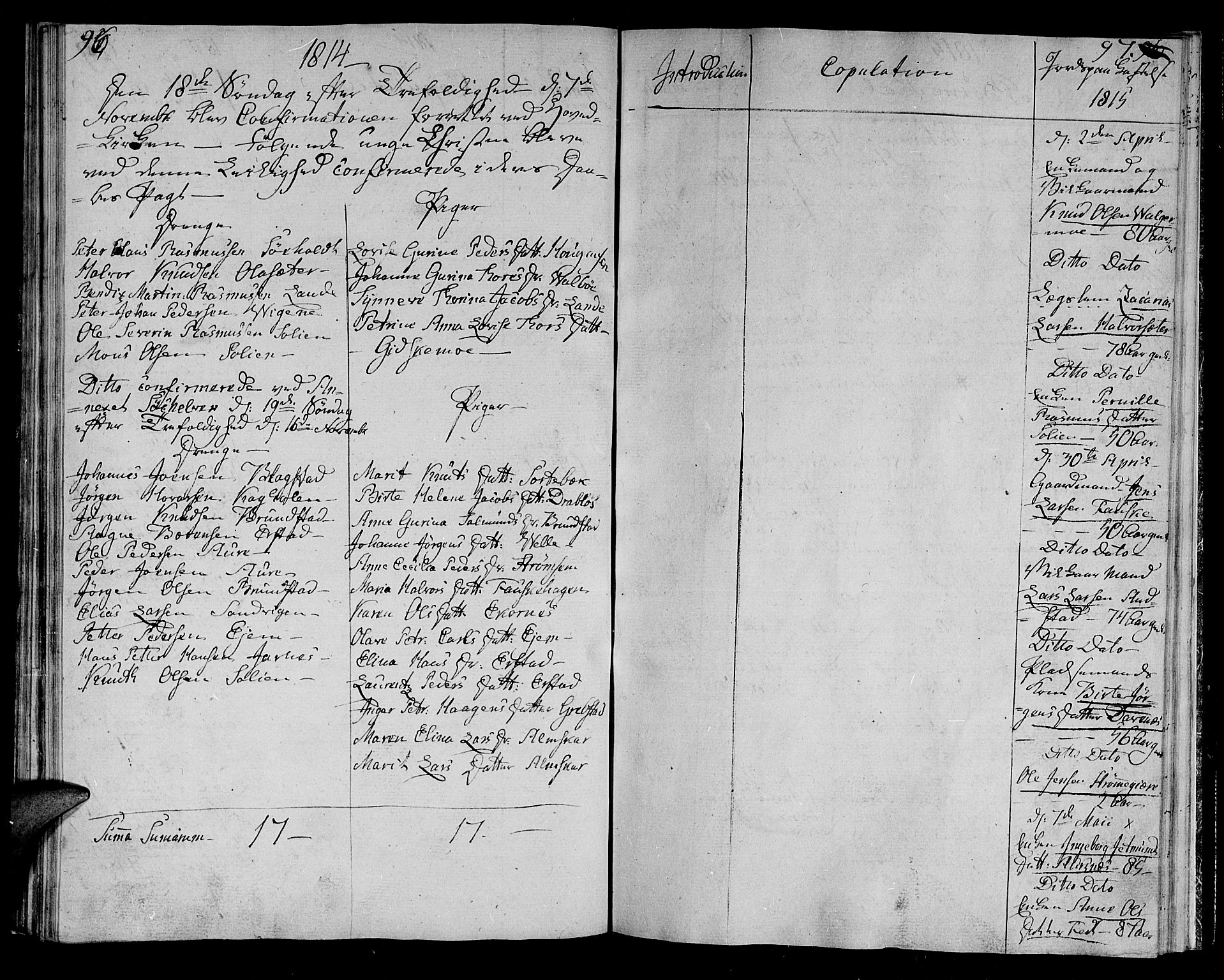 Ministerialprotokoller, klokkerbøker og fødselsregistre - Møre og Romsdal, AV/SAT-A-1454/522/L0309: Parish register (official) no. 522A04, 1810-1816, p. 96-97