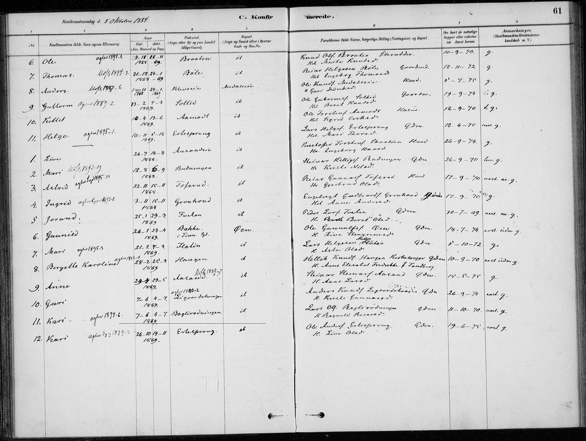 Sigdal kirkebøker, AV/SAKO-A-245/F/Fc/L0001: Parish register (official) no. III 1, 1879-1893, p. 61