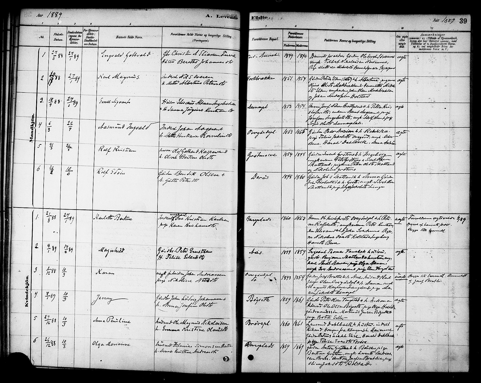 Ministerialprotokoller, klokkerbøker og fødselsregistre - Nord-Trøndelag, SAT/A-1458/742/L0408: Parish register (official) no. 742A01, 1878-1890, p. 39