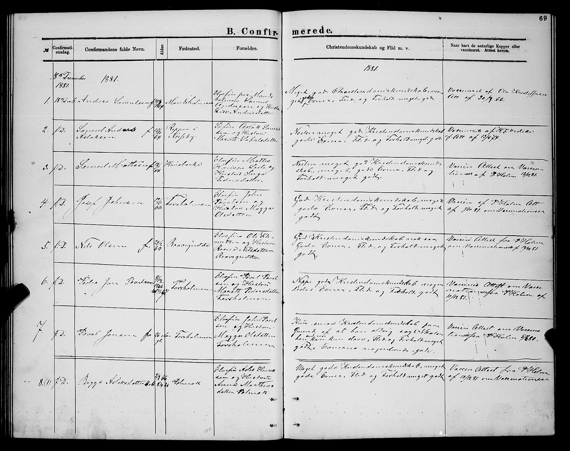 Nesseby sokneprestkontor, AV/SATØ-S-1330/H/Hb/L0007klokker: Parish register (copy) no. 7, 1877-1884, p. 69