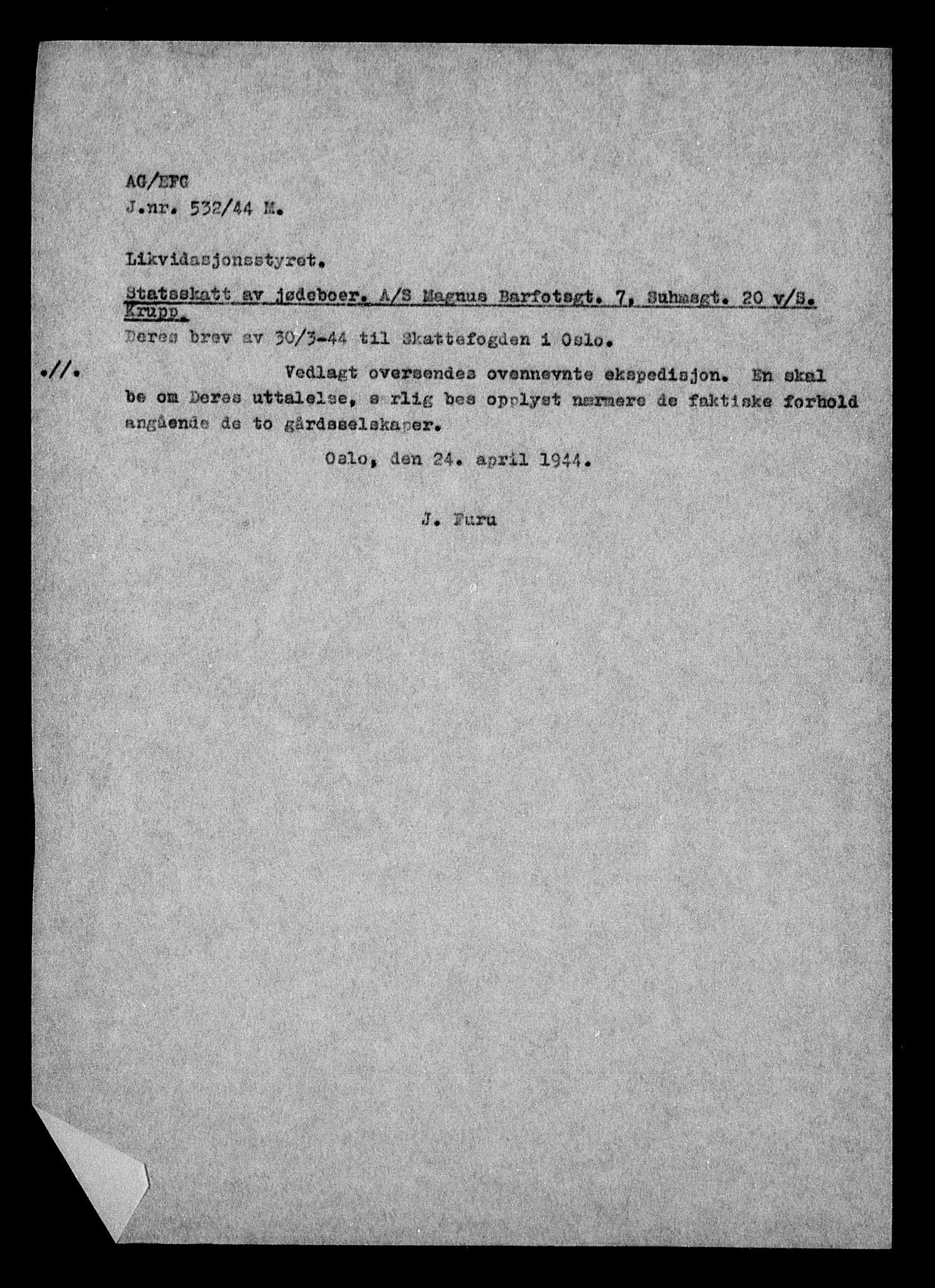 Justisdepartementet, Tilbakeføringskontoret for inndratte formuer, AV/RA-S-1564/H/Hc/Hcc/L0953: --, 1945-1947, p. 573