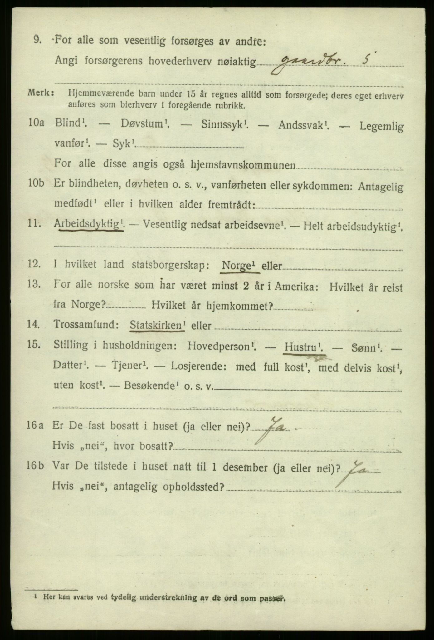 SAB, 1920 census for Selje, 1920, p. 5632