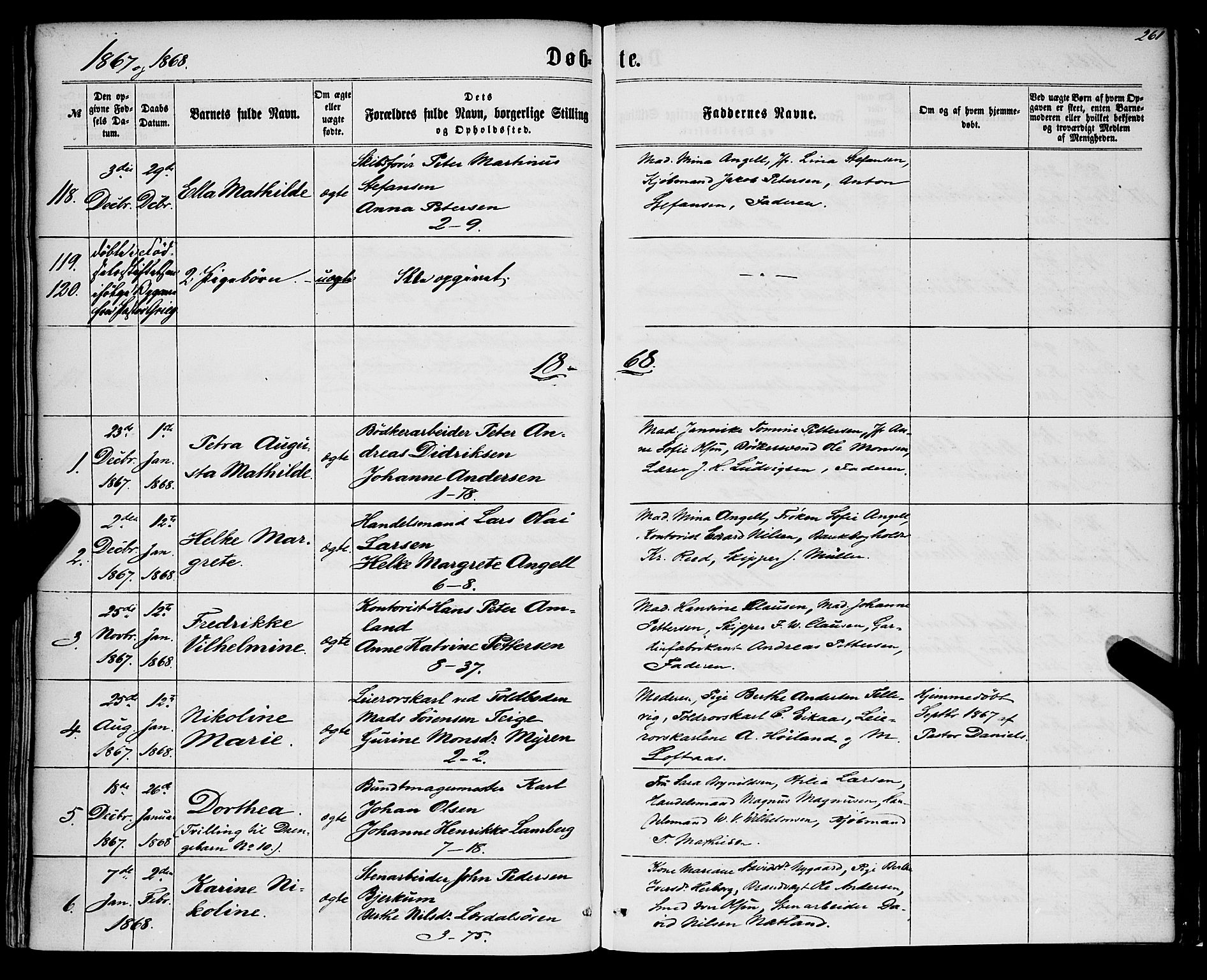 Nykirken Sokneprestembete, SAB/A-77101/H/Haa/L0015: Parish register (official) no. B 2, 1858-1869, p. 261