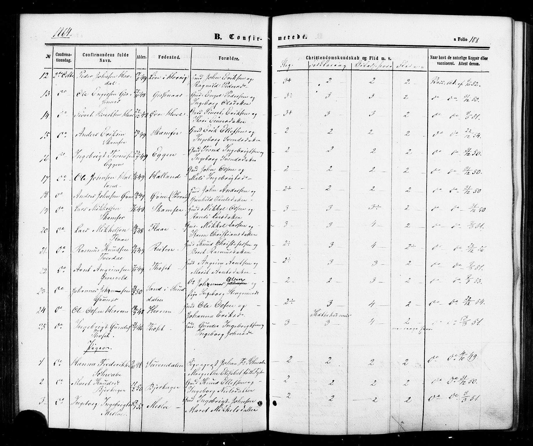 Ministerialprotokoller, klokkerbøker og fødselsregistre - Sør-Trøndelag, AV/SAT-A-1456/674/L0870: Parish register (official) no. 674A02, 1861-1879, p. 108