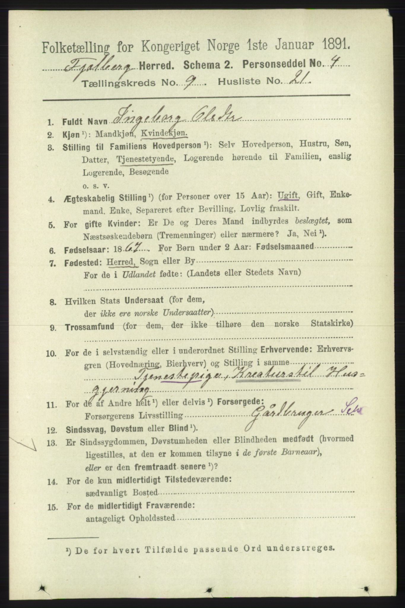 RA, 1891 census for 1213 Fjelberg, 1891, p. 3530