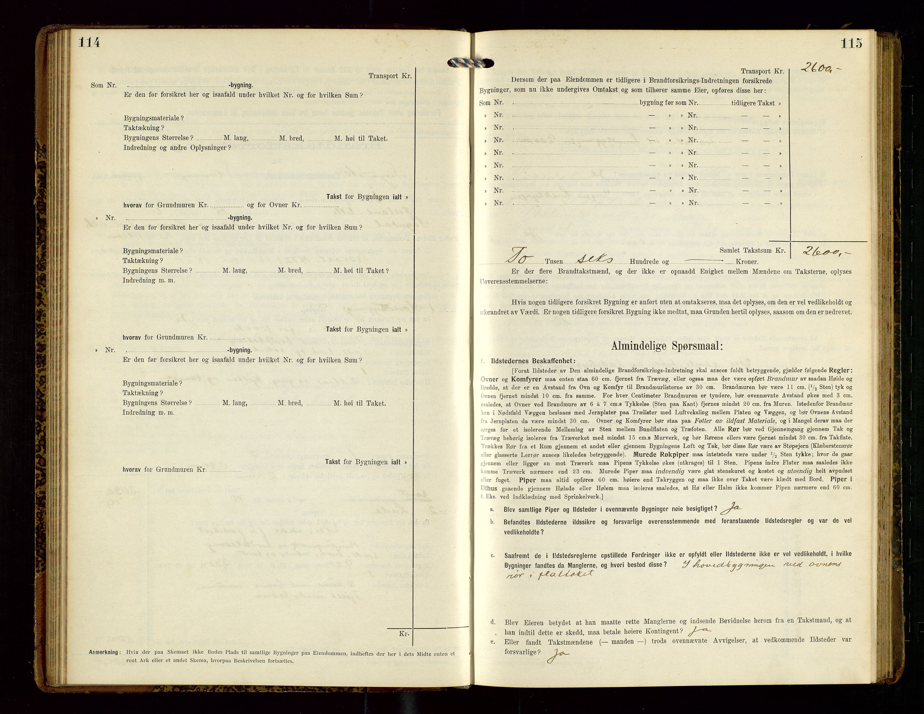 Sokndal lensmannskontor, AV/SAST-A-100417/Gob/L0003: "Brandtakst-Protokol", 1914-1917, p. 114-115