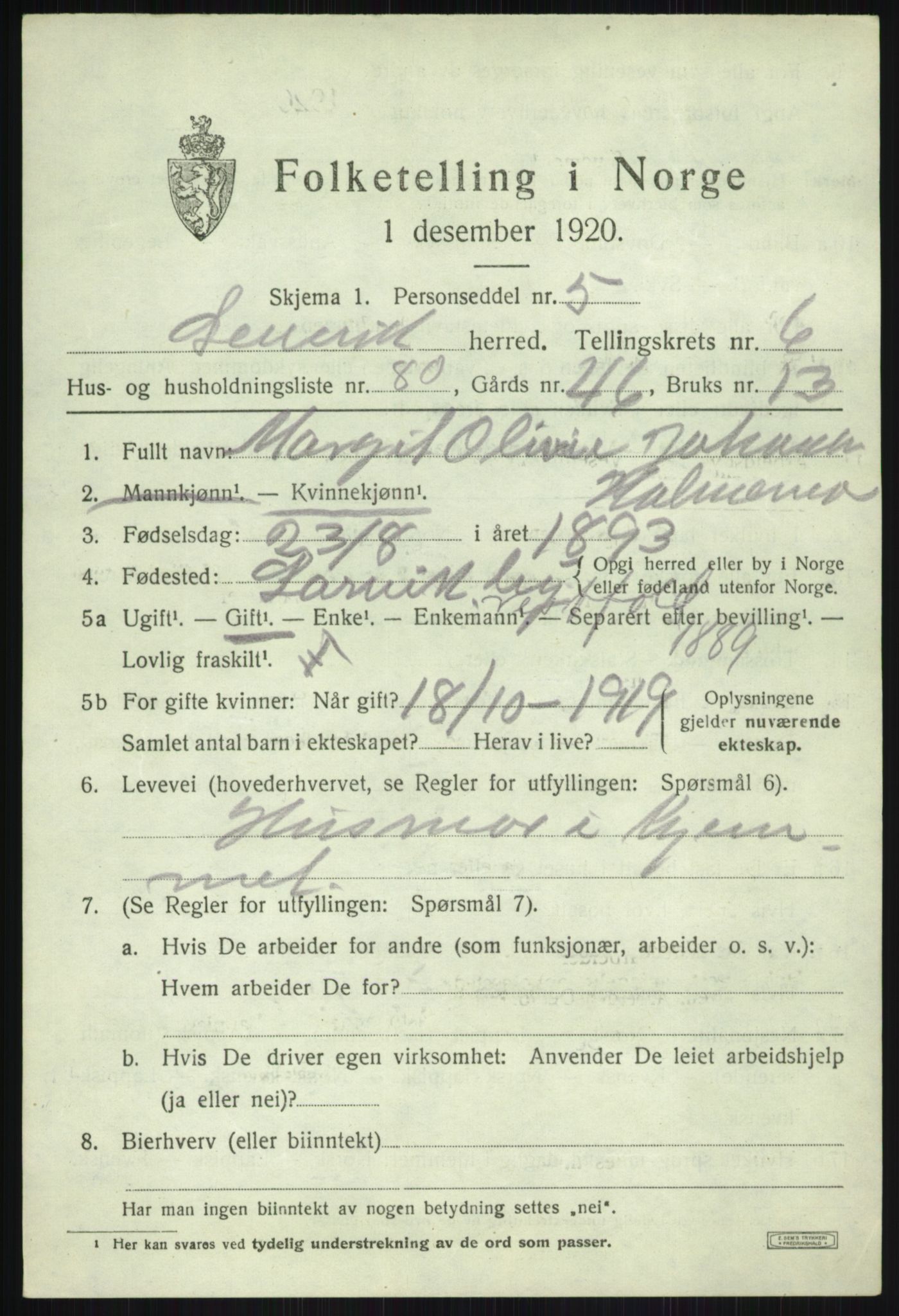 SATØ, 1920 census for Lenvik, 1920, p. 9032